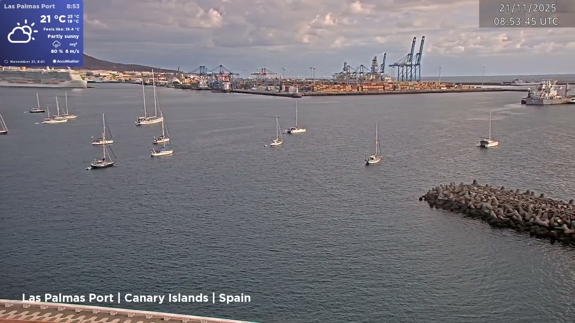 Las Palmas de Gran Canaria City & Port Live Cam - Las Palmas de Gran Canaria, Gran Canaria, Canary Islands (Canarias), Spain