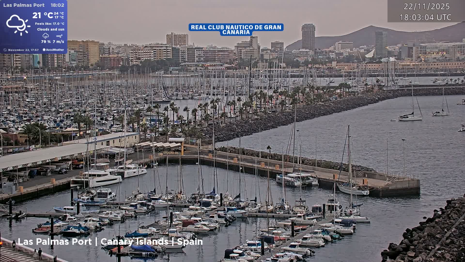 Las Palmas de Gran Canaria City & Port Live Cam - Las Palmas de Gran Canaria, Gran Canaria, Canary Islands (Canarias), Spain