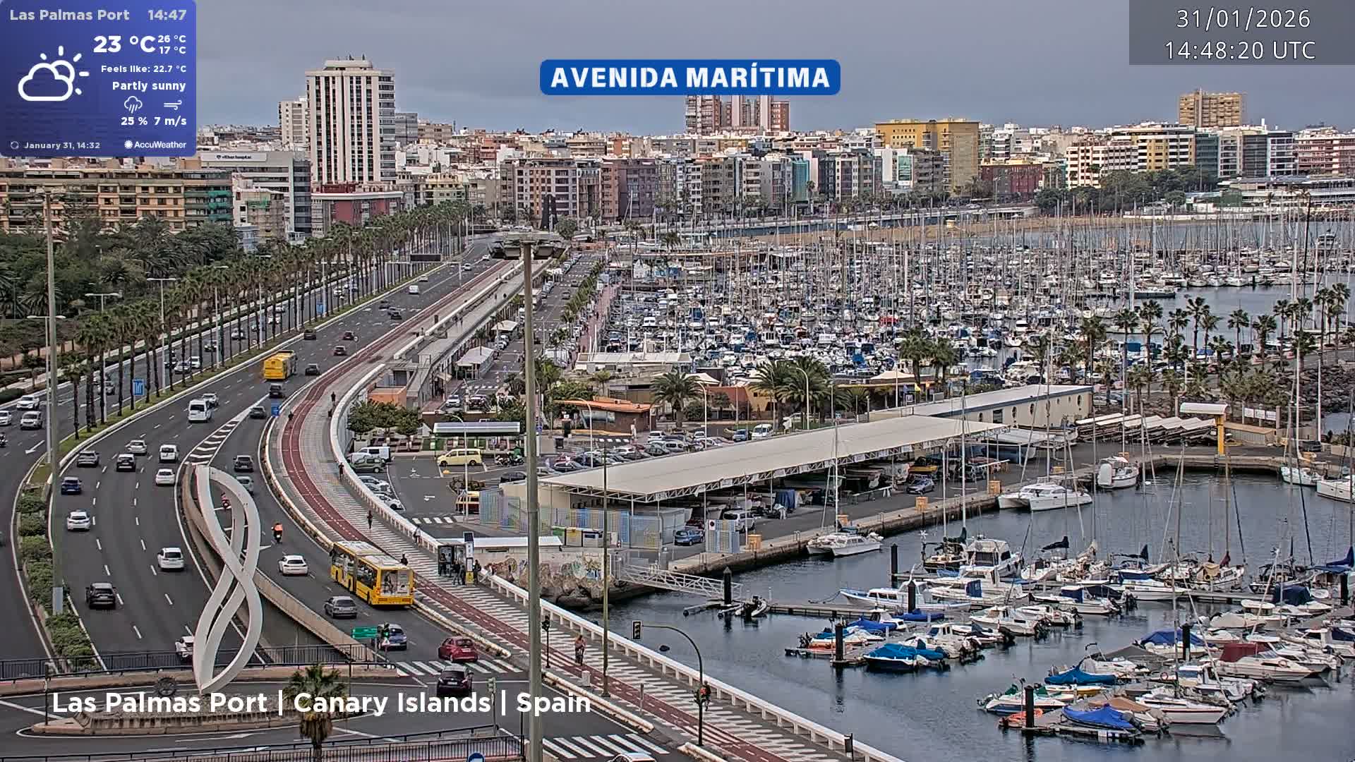 Las Palmas de Gran Canaria City & Port Live Cam - Las Palmas de Gran Canaria, Gran Canaria, Canary Islands (Canarias), Spain