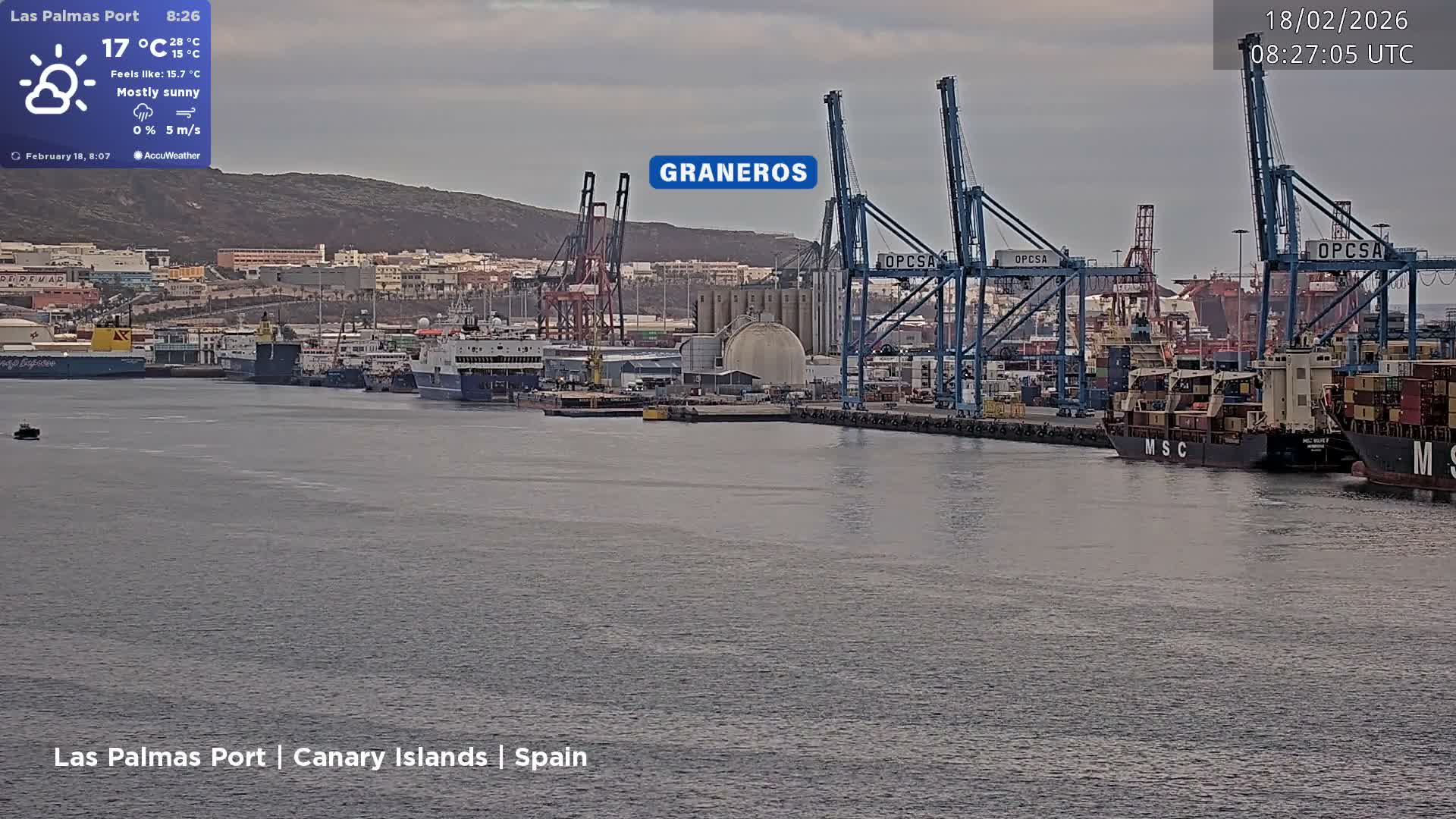 Las Palmas de Gran Canaria City & Port Live Cam - Las Palmas de Gran Canaria, Gran Canaria, Canary Islands (Canarias), Spain