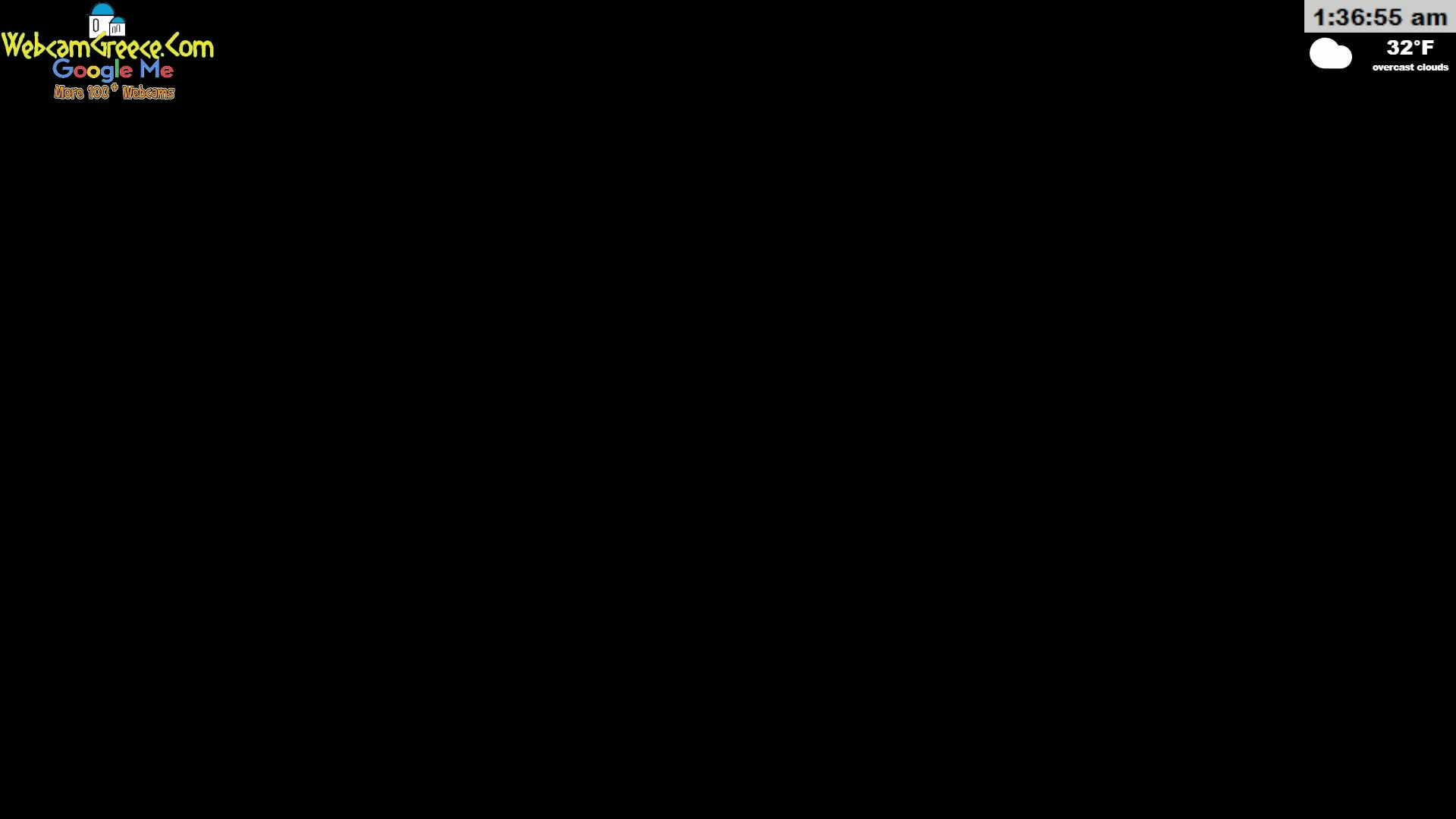 A completely black image shows an overcast sky at 32°F.