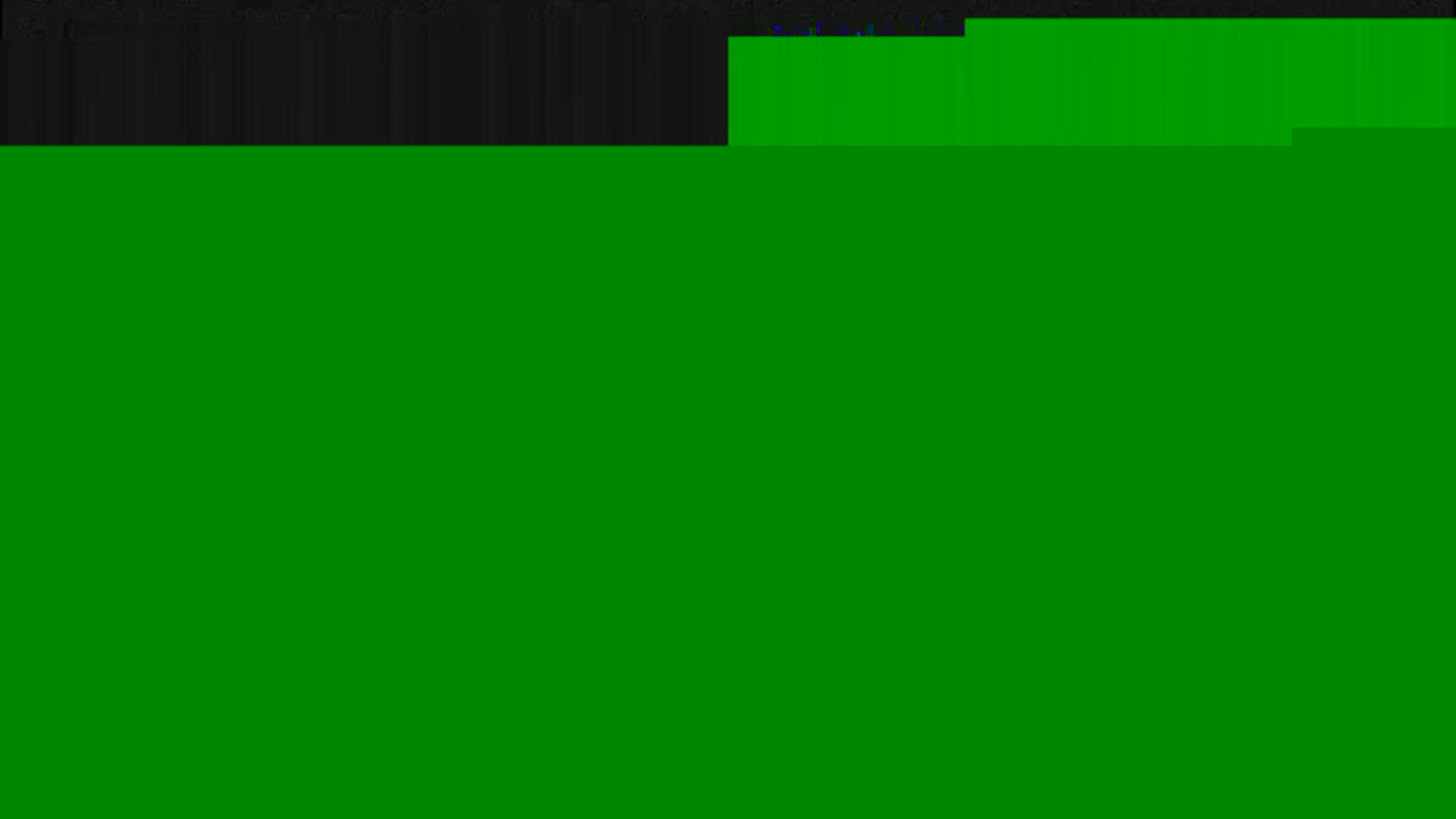 The image shows a mostly green screen with a small black section at the top.