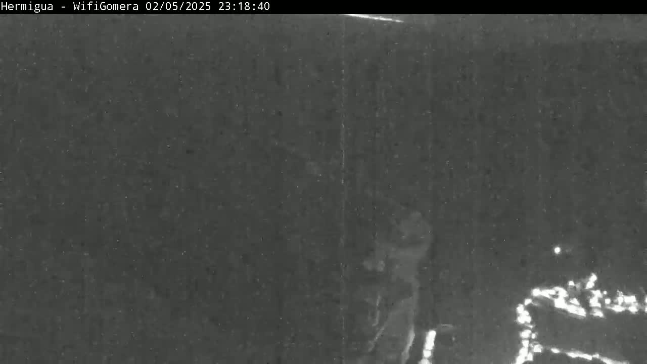 A grainy, nighttime image shows a dark, possibly paved area with indistinct shapes and faint lights in the bottom right corner.