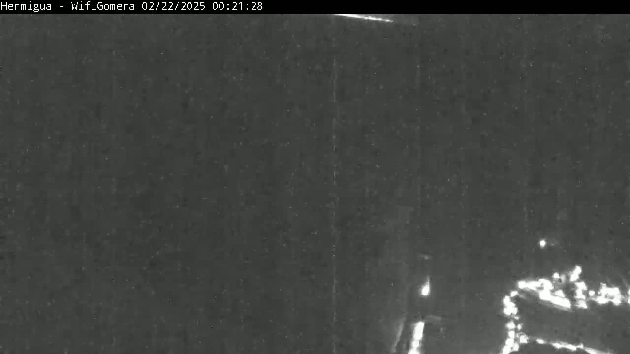 A low-light, nighttime image shows a blurry view of what appears to be a road with faint lights in the lower right corner.