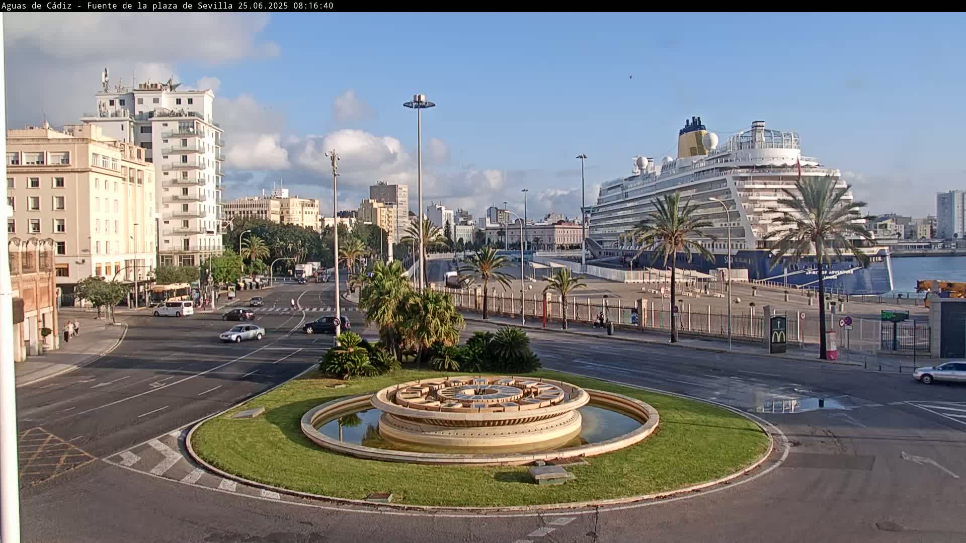 Cadiz, Plaza de Sevilla Fountain  Live Cam -  Cadiz, Andulucia, Spain