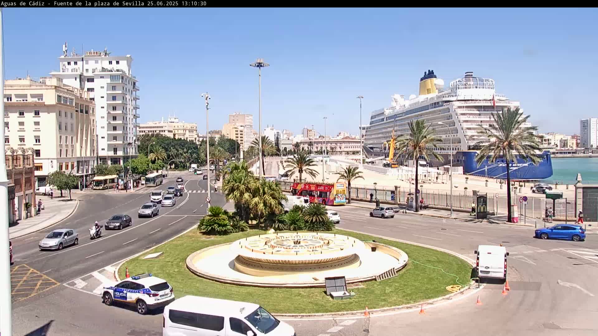 Cadiz, Plaza de Sevilla Fountain  Live Cam -  Cadiz, Andulucia, Spain