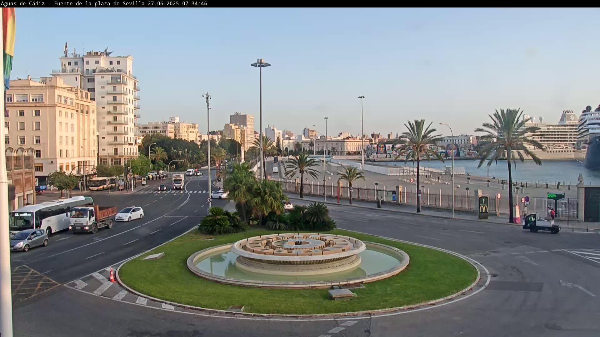 Cadiz, Plaza de Sevilla Fountain  Live Cam -  Cadiz, Andulucia, Spain
