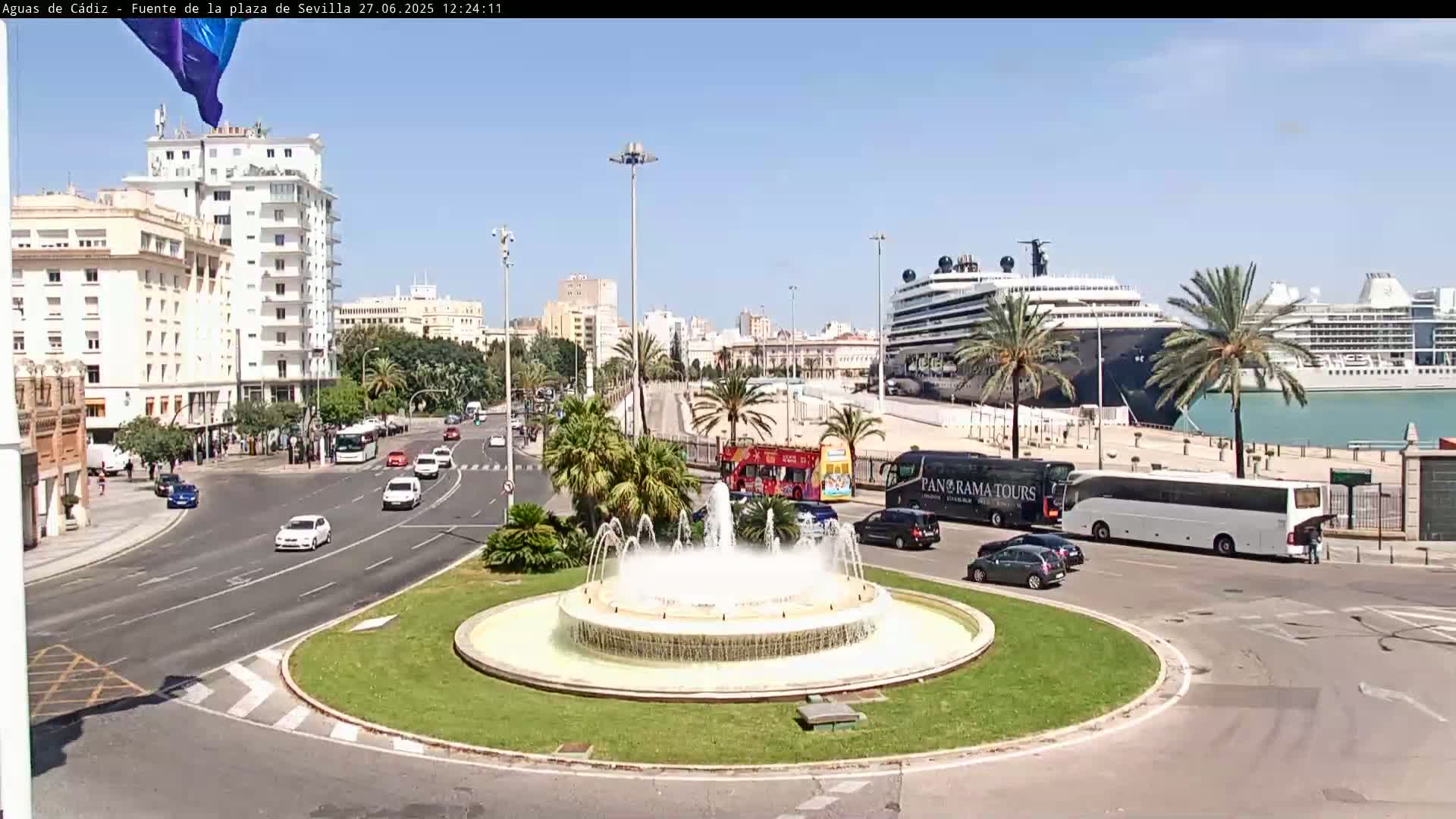 Cadiz, Plaza de Sevilla Fountain  Live Cam -  Cadiz, Andulucia, Spain