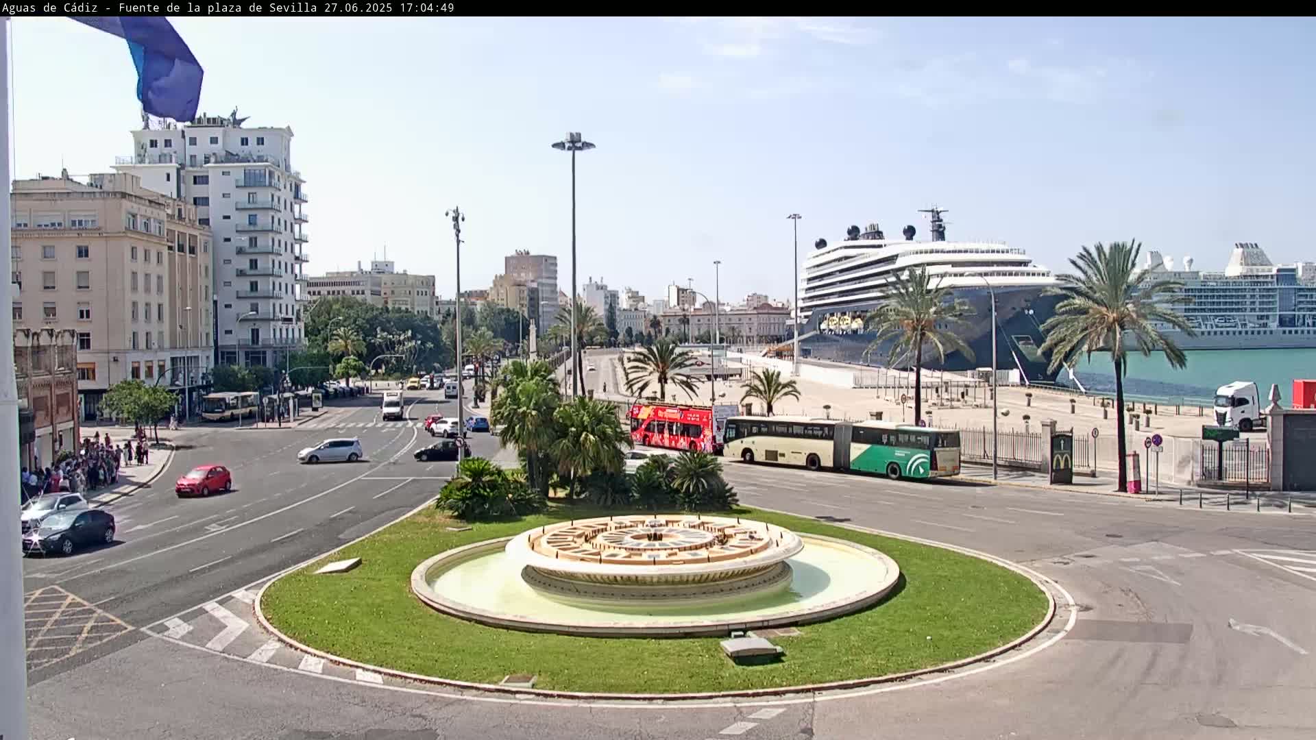 Cadiz, Plaza de Sevilla Fountain  Live Cam -  Cadiz, Andulucia, Spain