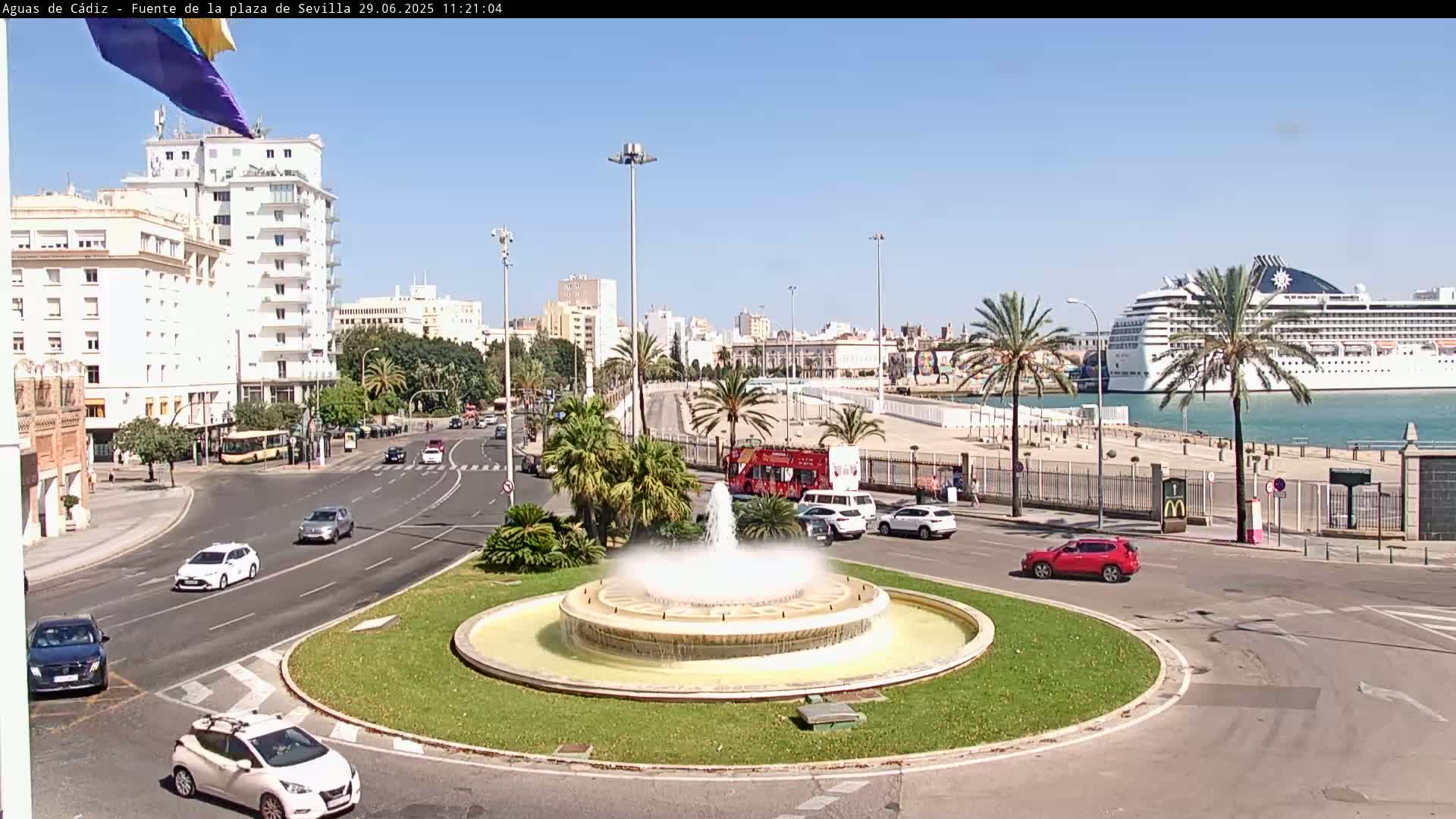 Cadiz, Plaza de Sevilla Fountain  Live Cam -  Cadiz, Andulucia, Spain