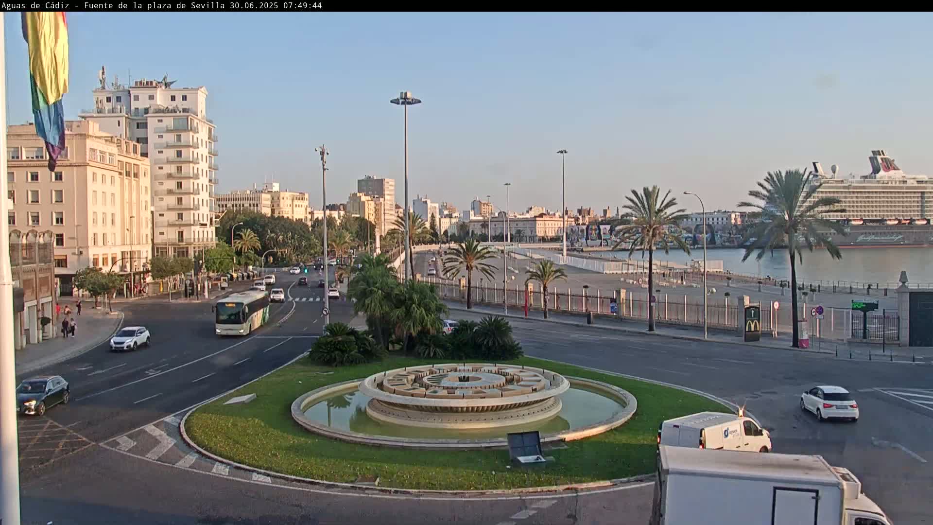 Cadiz, Plaza de Sevilla Fountain  Live Cam -  Cadiz, Andulucia, Spain