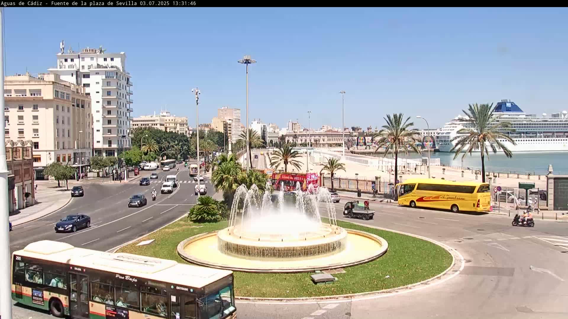 Cadiz, Plaza de Sevilla Fountain  Live Cam -  Cadiz, Andulucia, Spain