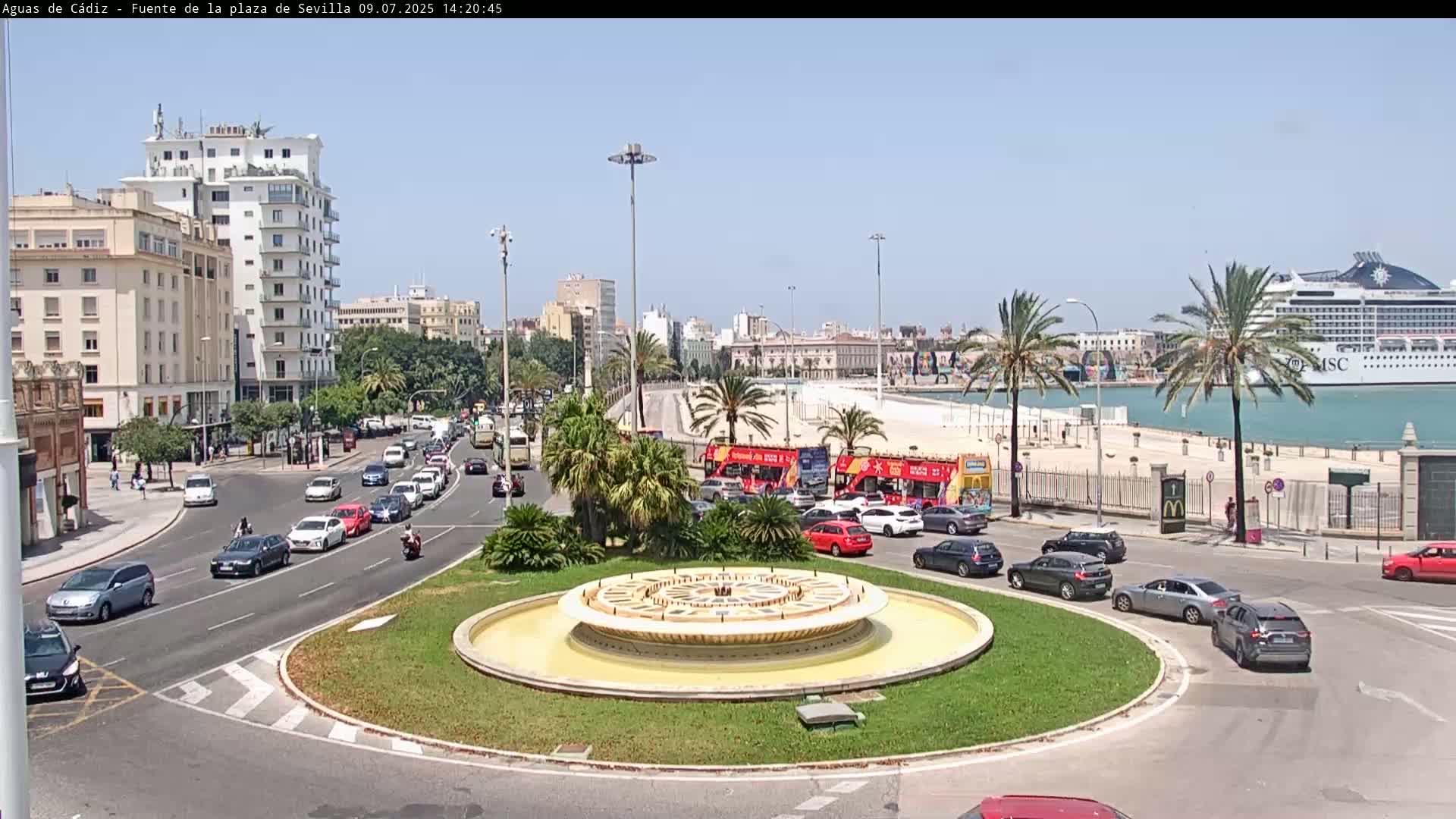 Cadiz, Plaza de Sevilla Fountain  Live Cam -  Cadiz, Andulucia, Spain