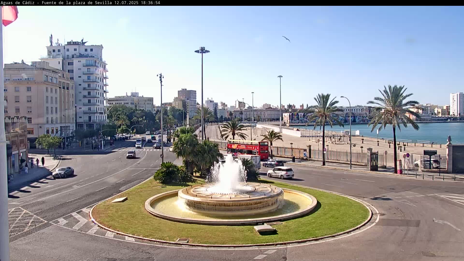 Cadiz, Plaza de Sevilla Fountain  Live Cam -  Cadiz, Andulucia, Spain