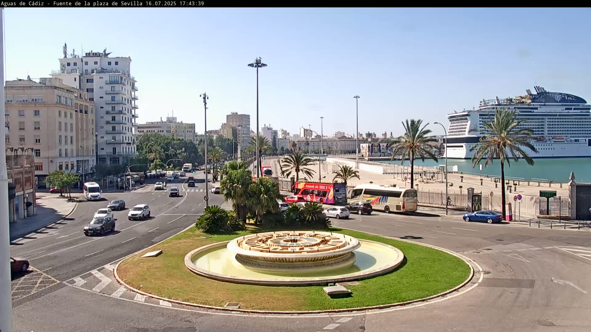 Cadiz, Plaza de Sevilla Fountain  Live Cam -  Cadiz, Andulucia, Spain