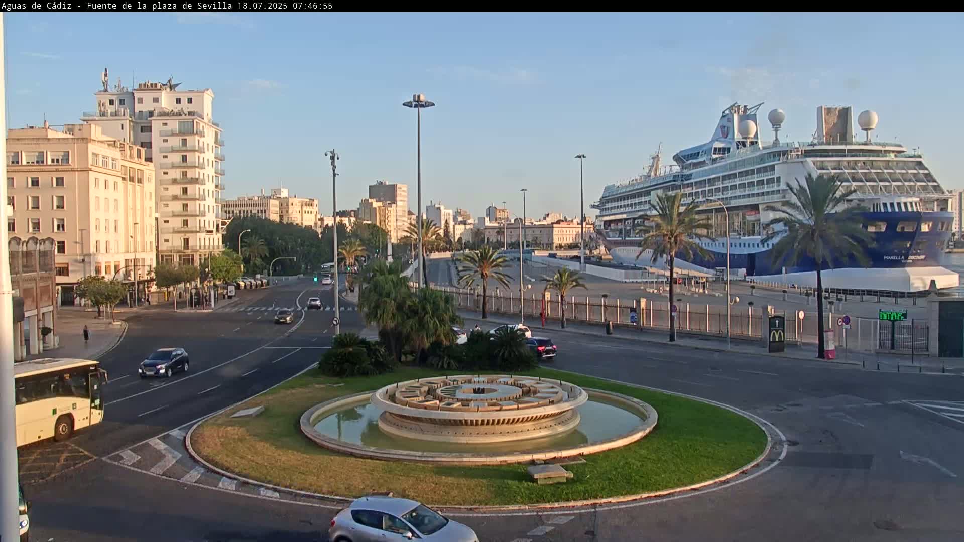 Cadiz, Plaza de Sevilla Fountain  Live Cam -  Cadiz, Andulucia, Spain