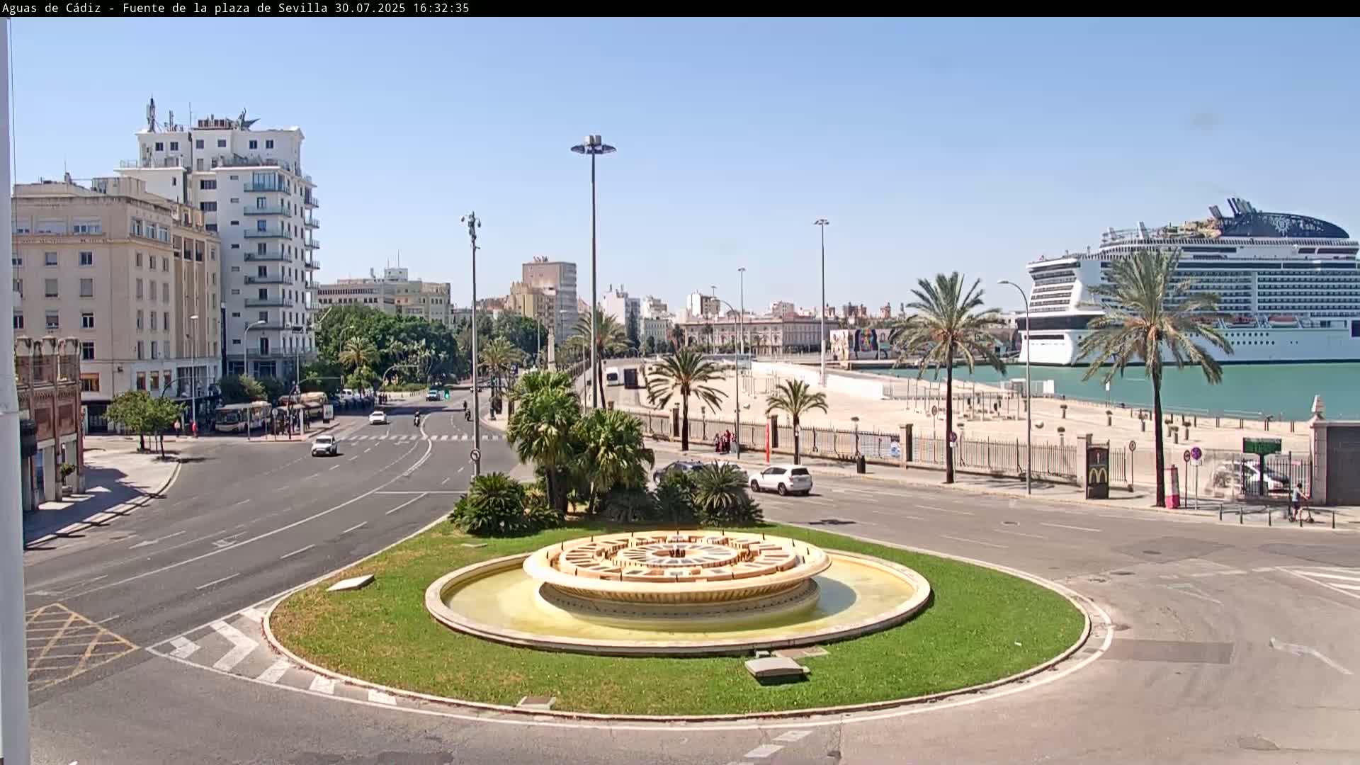 Cadiz, Plaza de Sevilla Fountain  Live Cam -  Cadiz, Andulucia, Spain