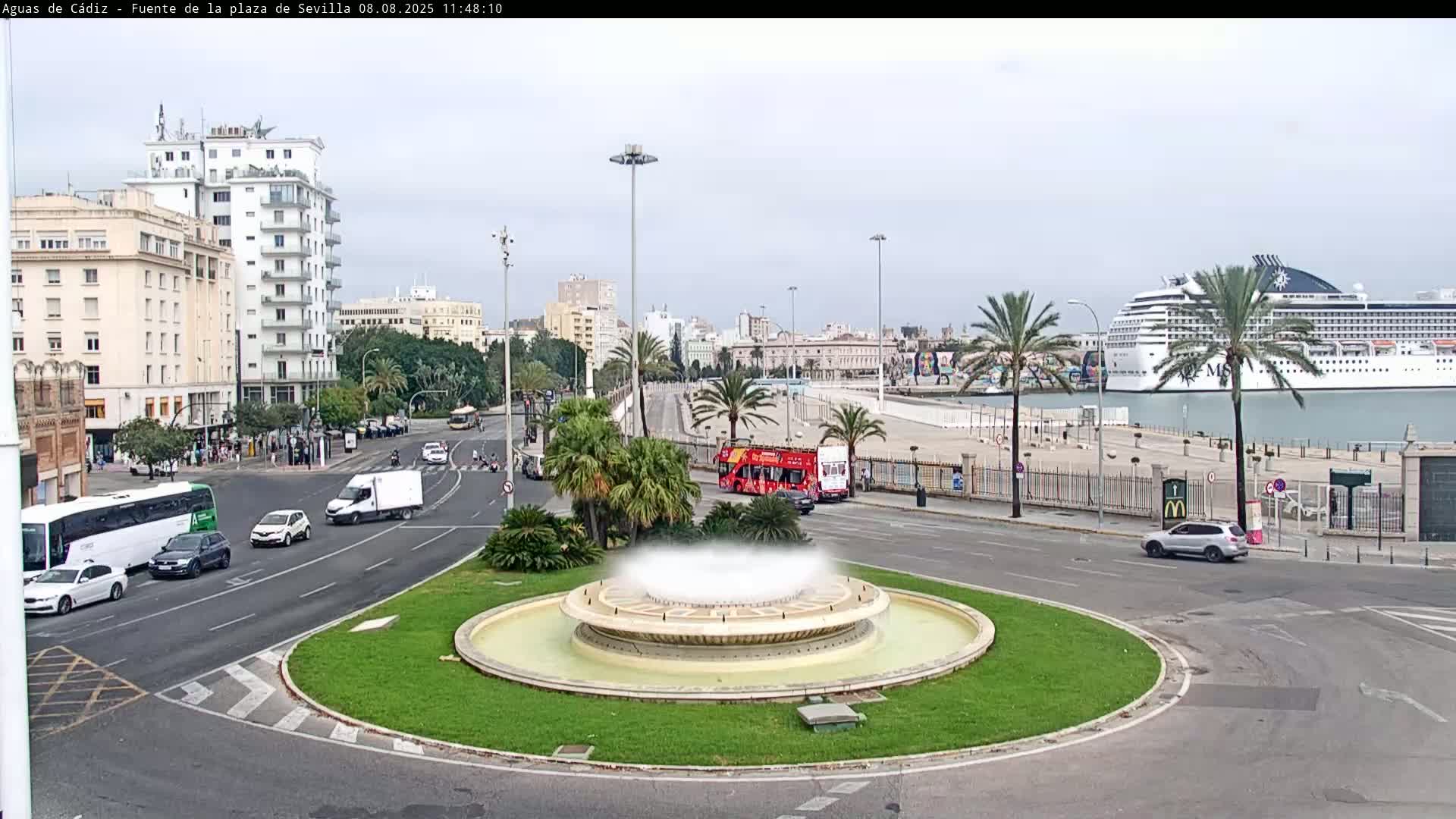 Cadiz, Plaza de Sevilla Fountain  Live Cam -  Cadiz, Andulucia, Spain