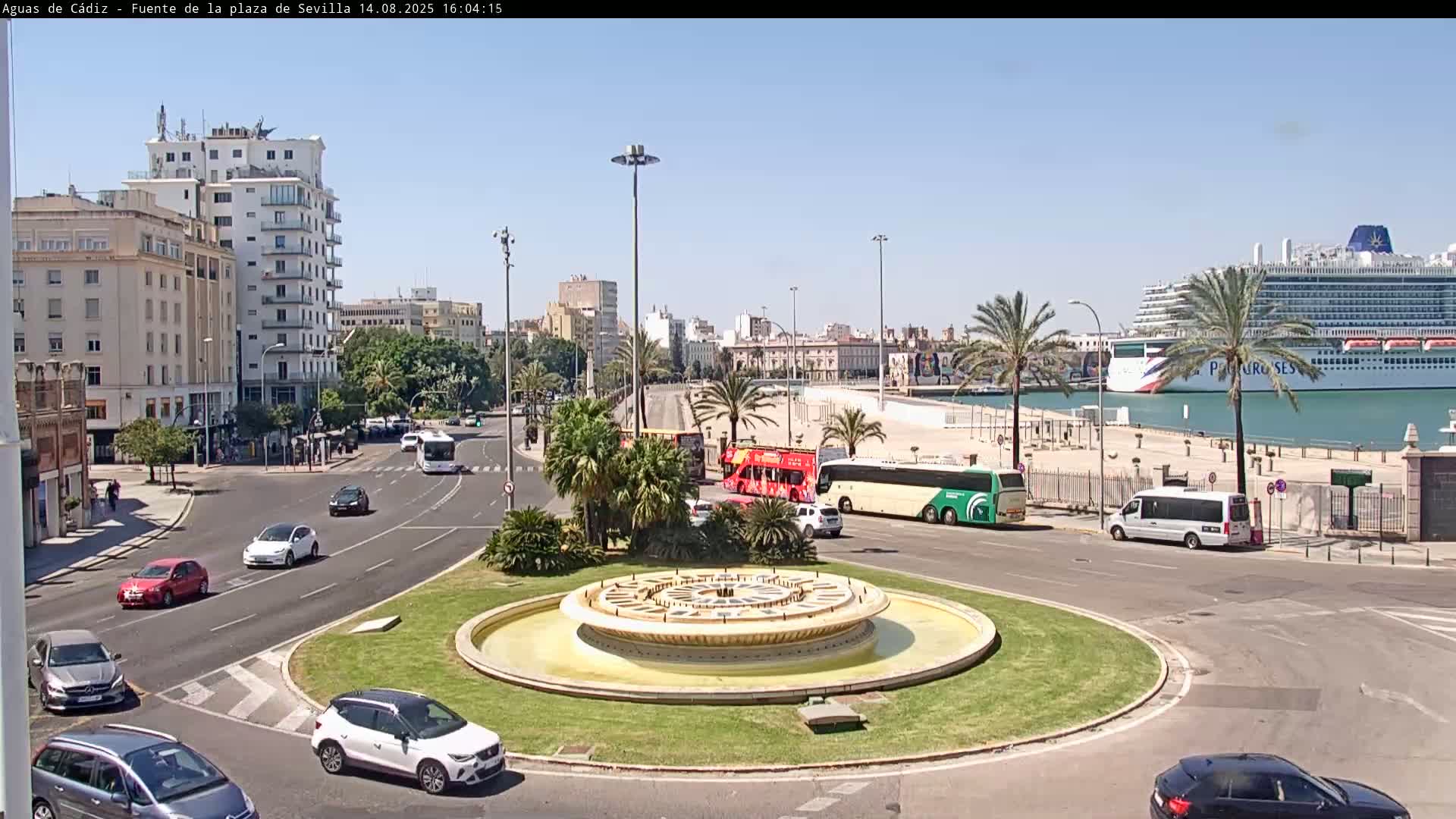 Cadiz, Plaza de Sevilla Fountain  Live Cam -  Cadiz, Andulucia, Spain