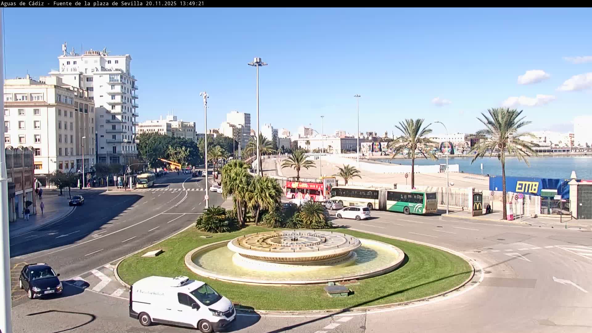 Cadiz, Plaza de Sevilla Fountain  Live Cam -  Cadiz, Andulucia, Spain