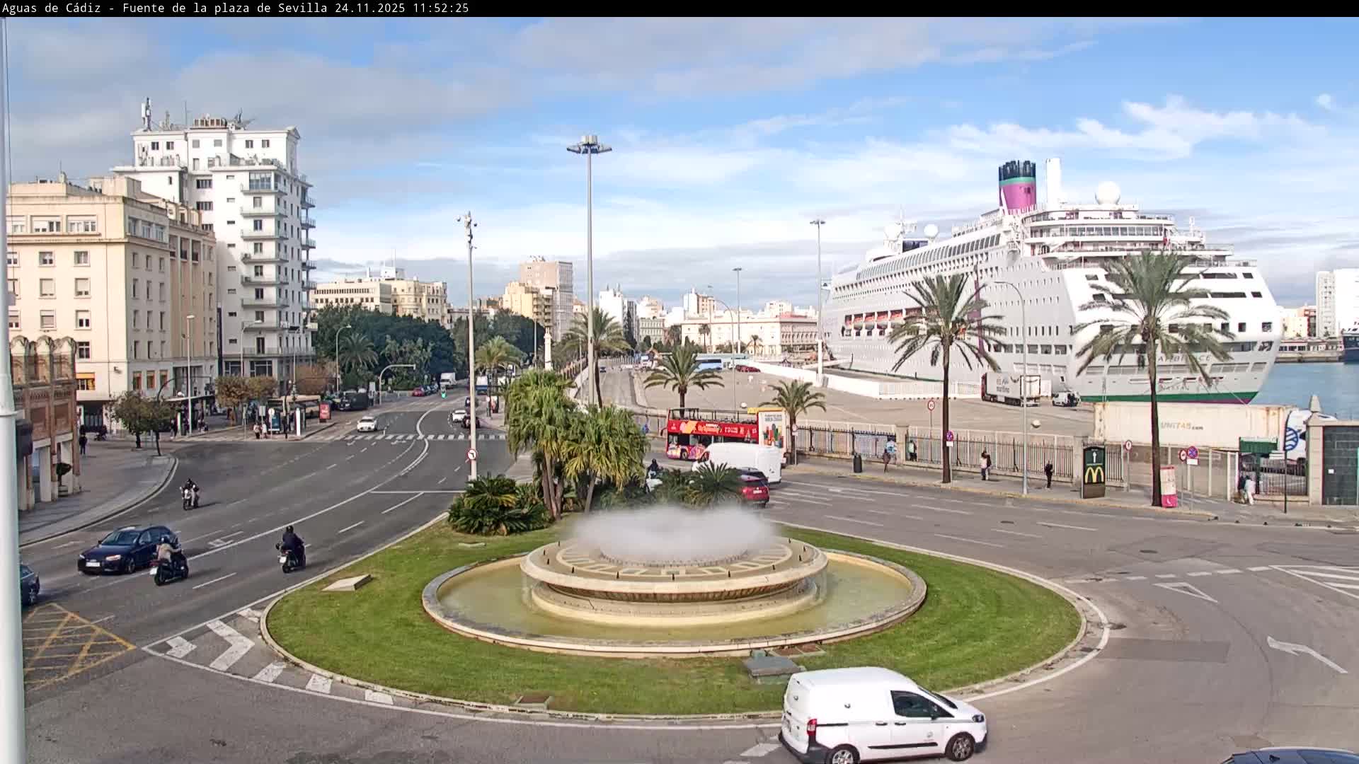 Cadiz, Plaza de Sevilla Fountain  Live Cam -  Cadiz, Andulucia, Spain