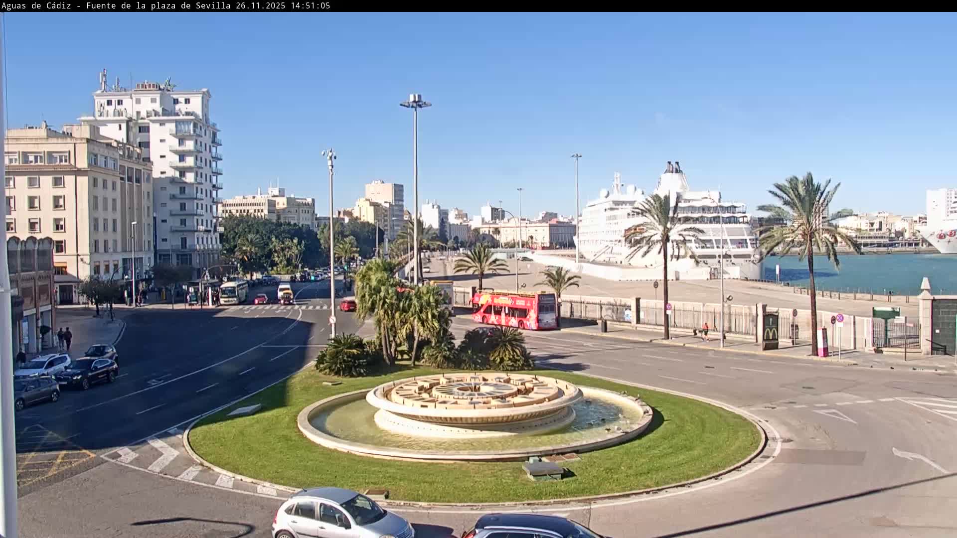 Cadiz, Plaza de Sevilla Fountain  Live Cam -  Cadiz, Andulucia, Spain