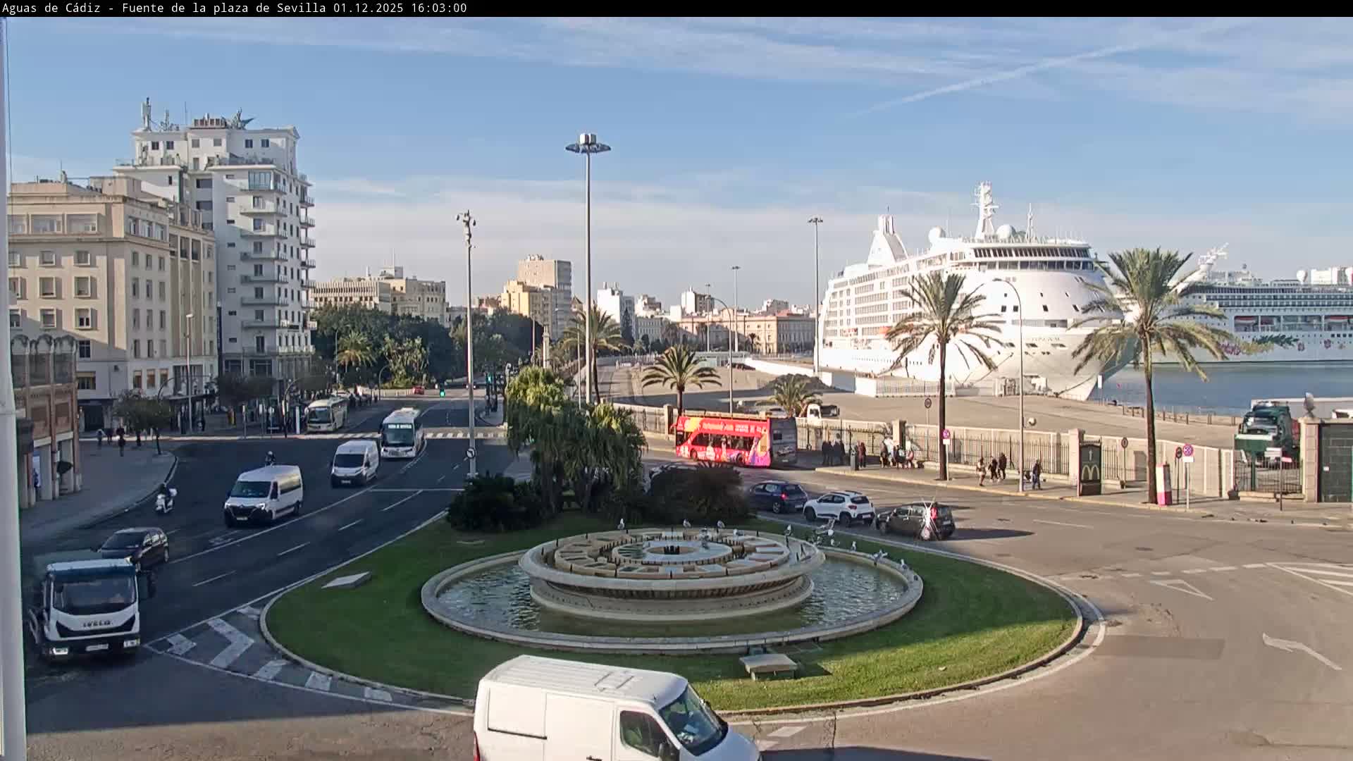 Cadiz, Plaza de Sevilla Fountain  Live Cam -  Cadiz, Andulucia, Spain