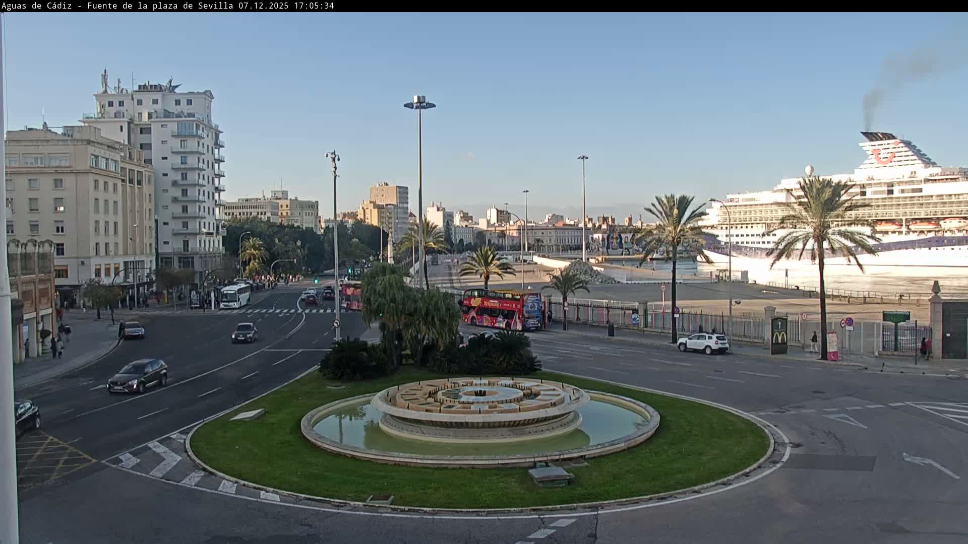 Cadiz, Plaza de Sevilla Fountain  Live Cam -  Cadiz, Andulucia, Spain