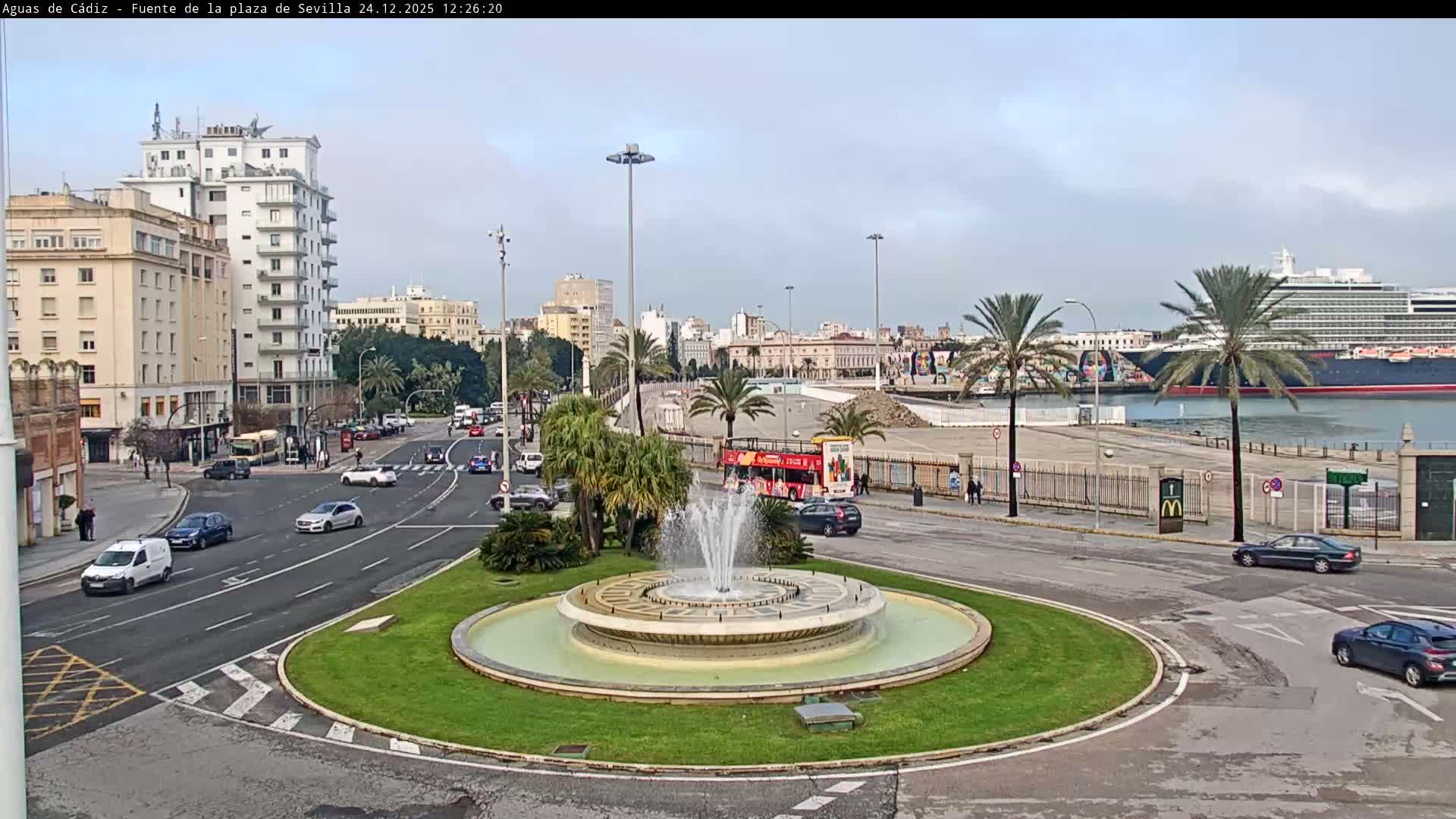 Cadiz, Plaza de Sevilla Fountain  Live Cam -  Cadiz, Andulucia, Spain