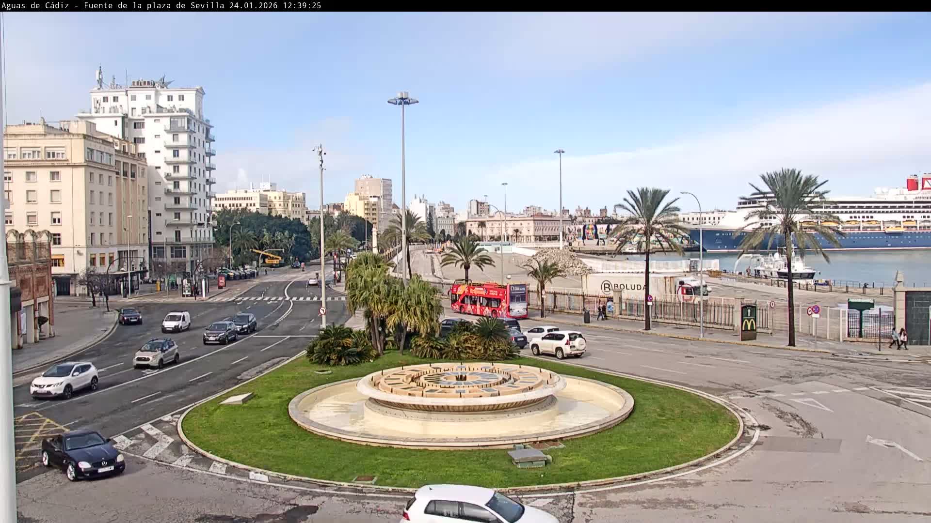 Cadiz, Plaza de Sevilla Fountain  Live Cam -  Cadiz, Andulucia, Spain
