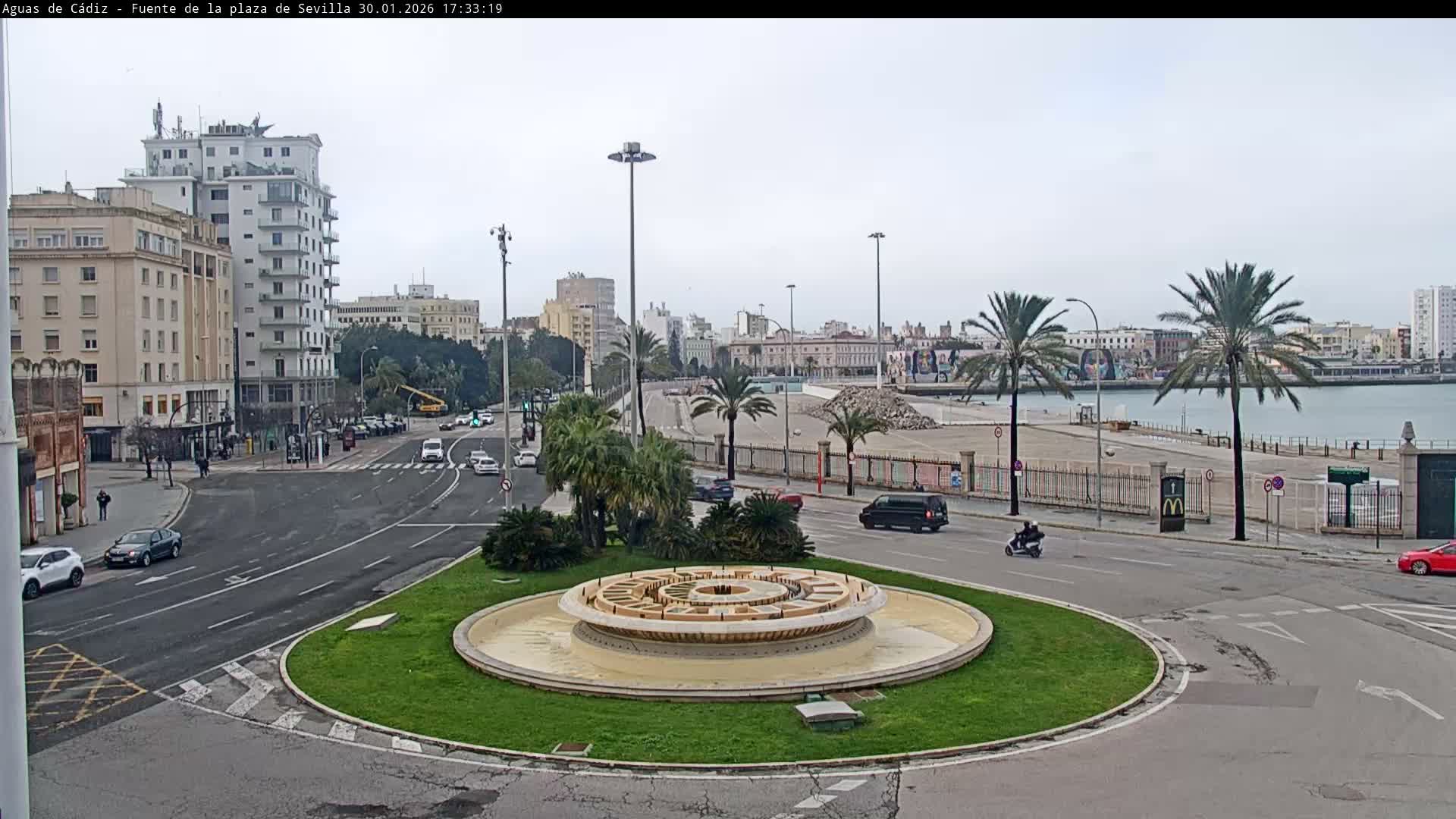 Cadiz, Plaza de Sevilla Fountain  Live Cam -  Cadiz, Andulucia, Spain
