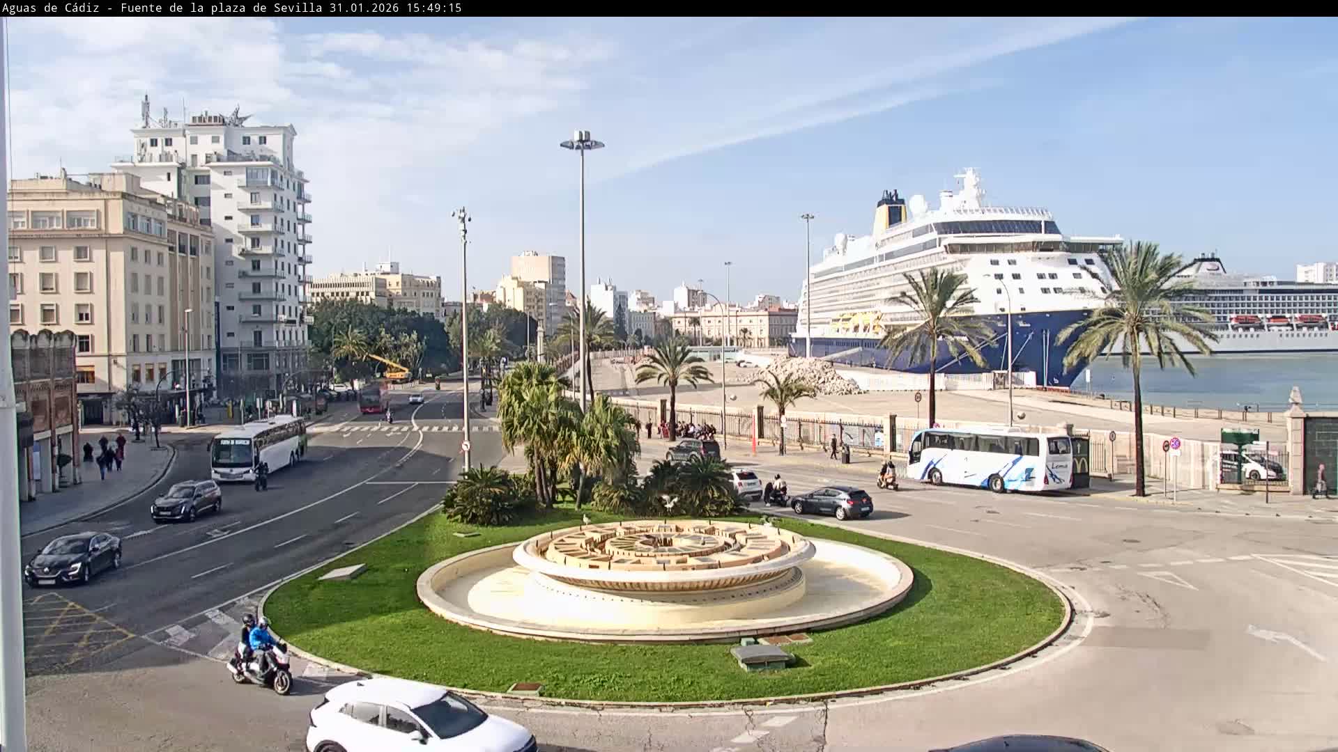Cadiz, Plaza de Sevilla Fountain  Live Cam -  Cadiz, Andulucia, Spain