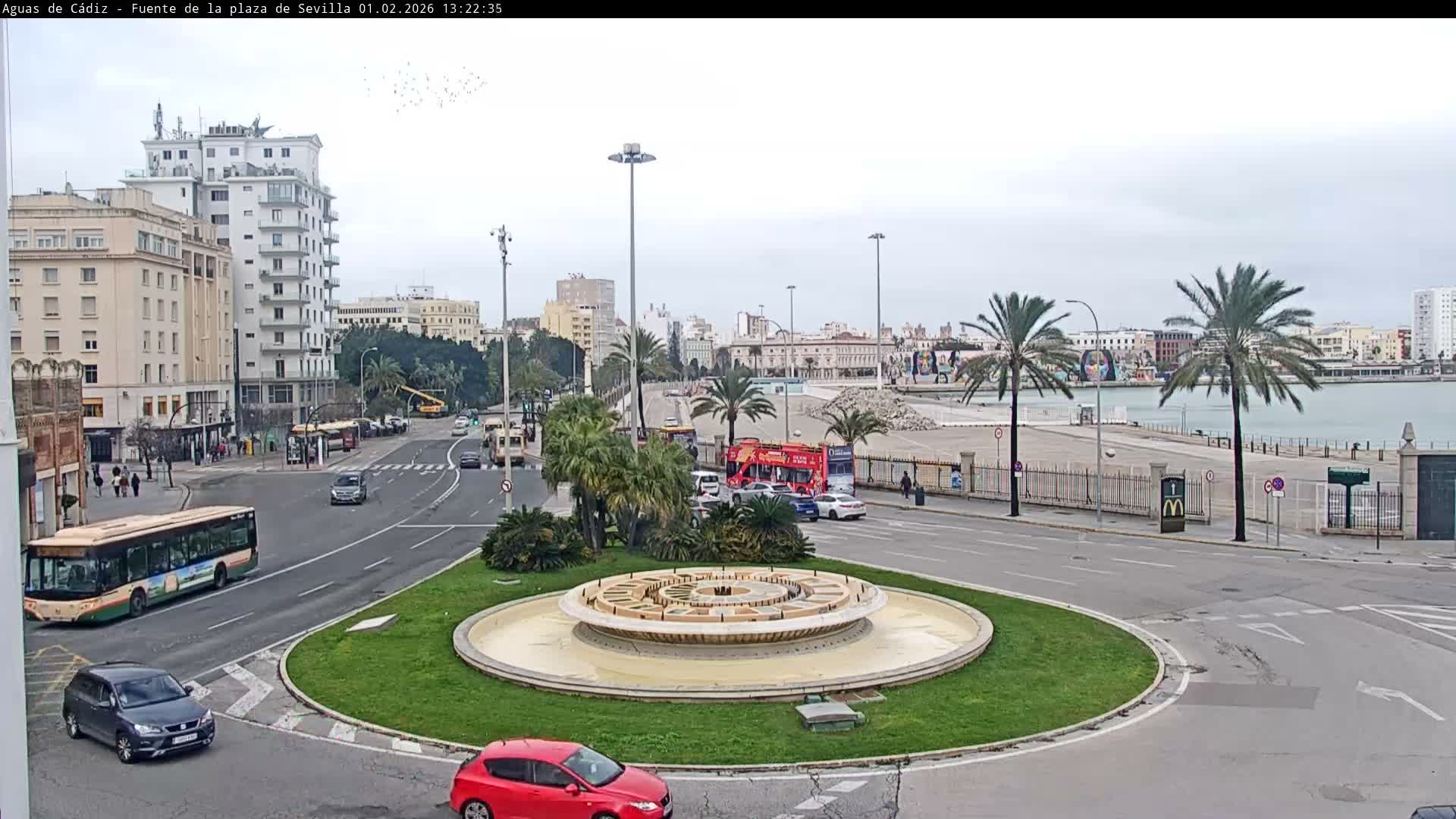 Cadiz, Plaza de Sevilla Fountain  Live Cam -  Cadiz, Andulucia, Spain