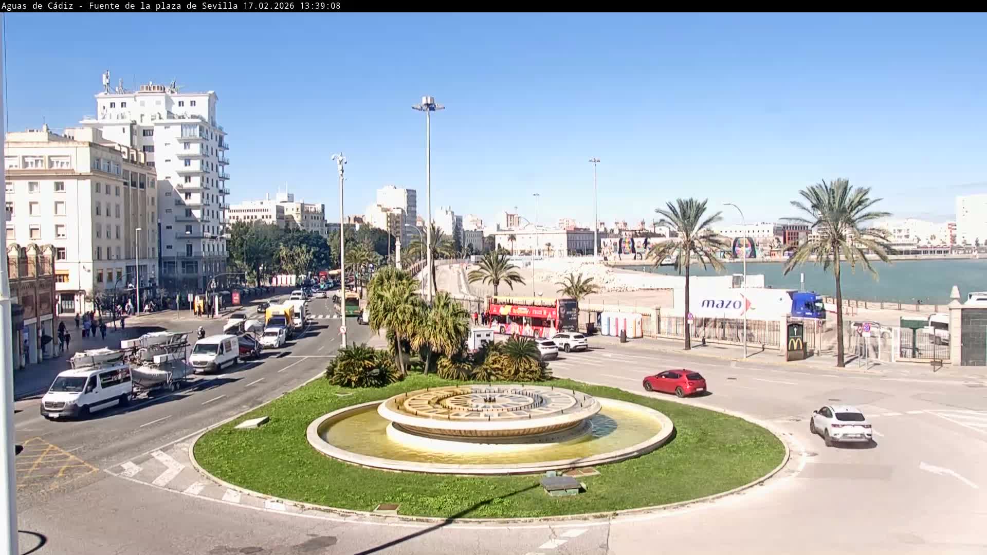 Cadiz, Plaza de Sevilla Fountain  Live Cam -  Cadiz, Andulucia, Spain