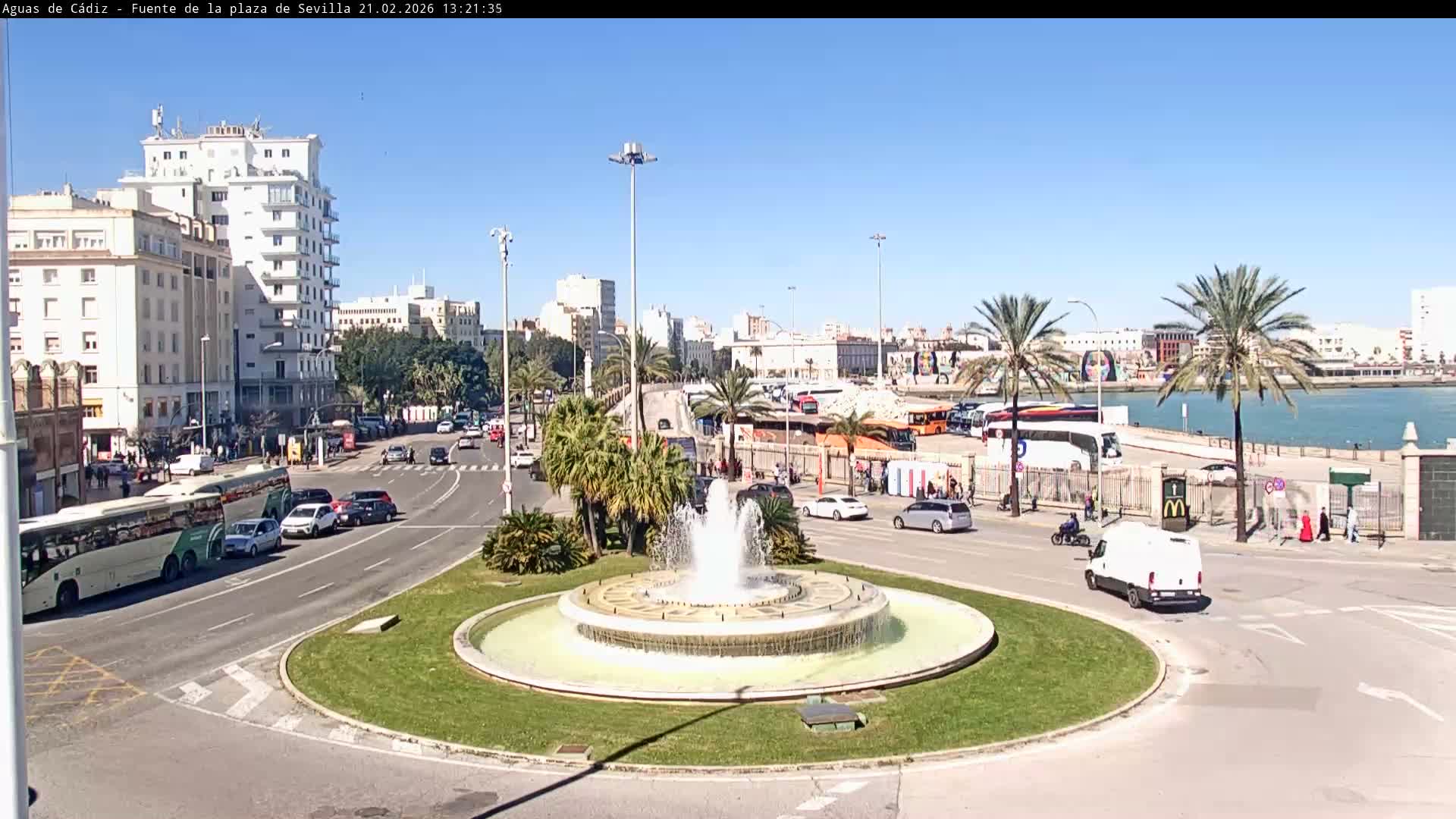 Cadiz, Plaza de Sevilla Fountain  Live Cam -  Cadiz, Andulucia, Spain