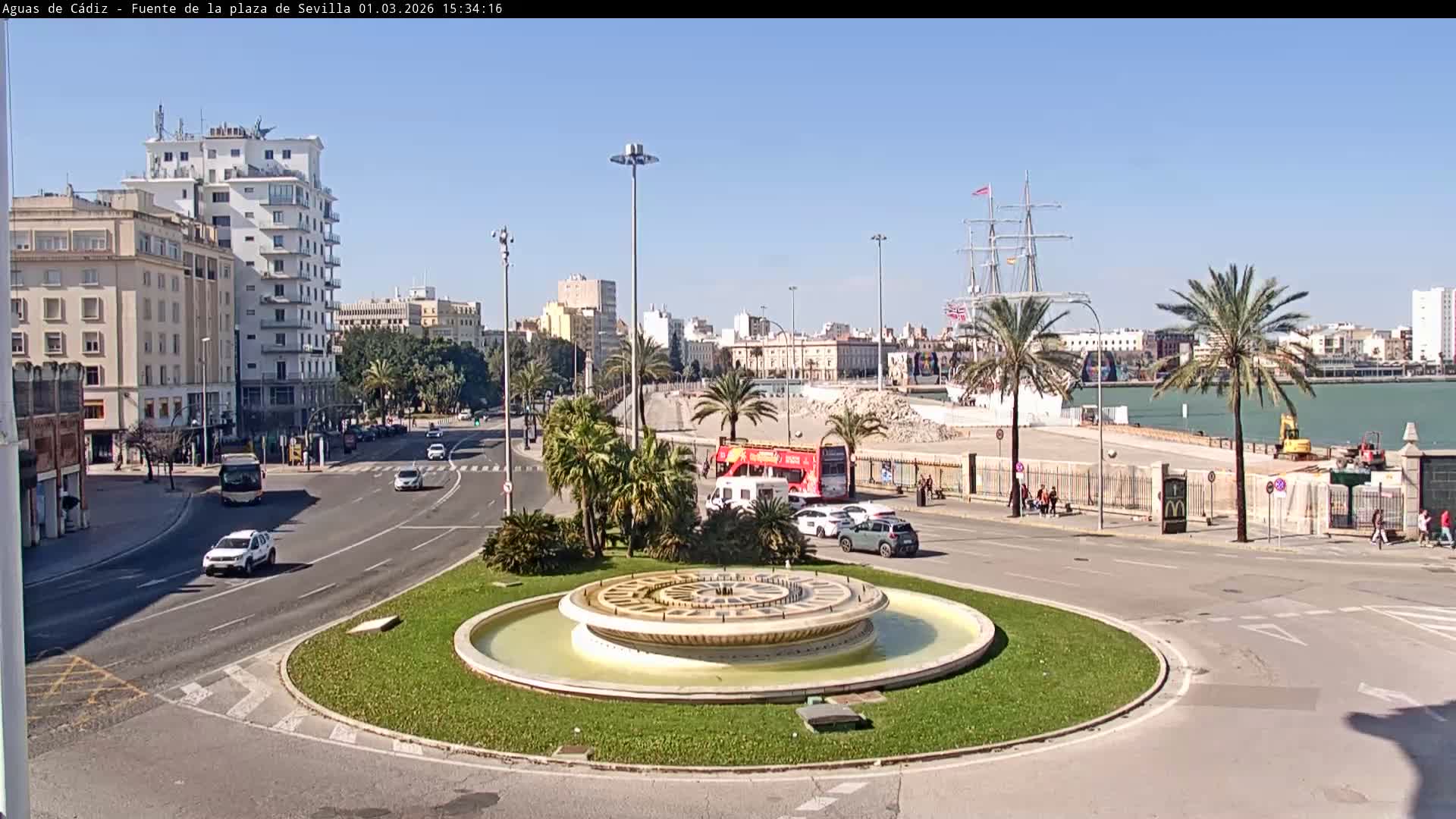 Cadiz, Plaza de Sevilla Fountain  Live Cam -  Cadiz, Andulucia, Spain