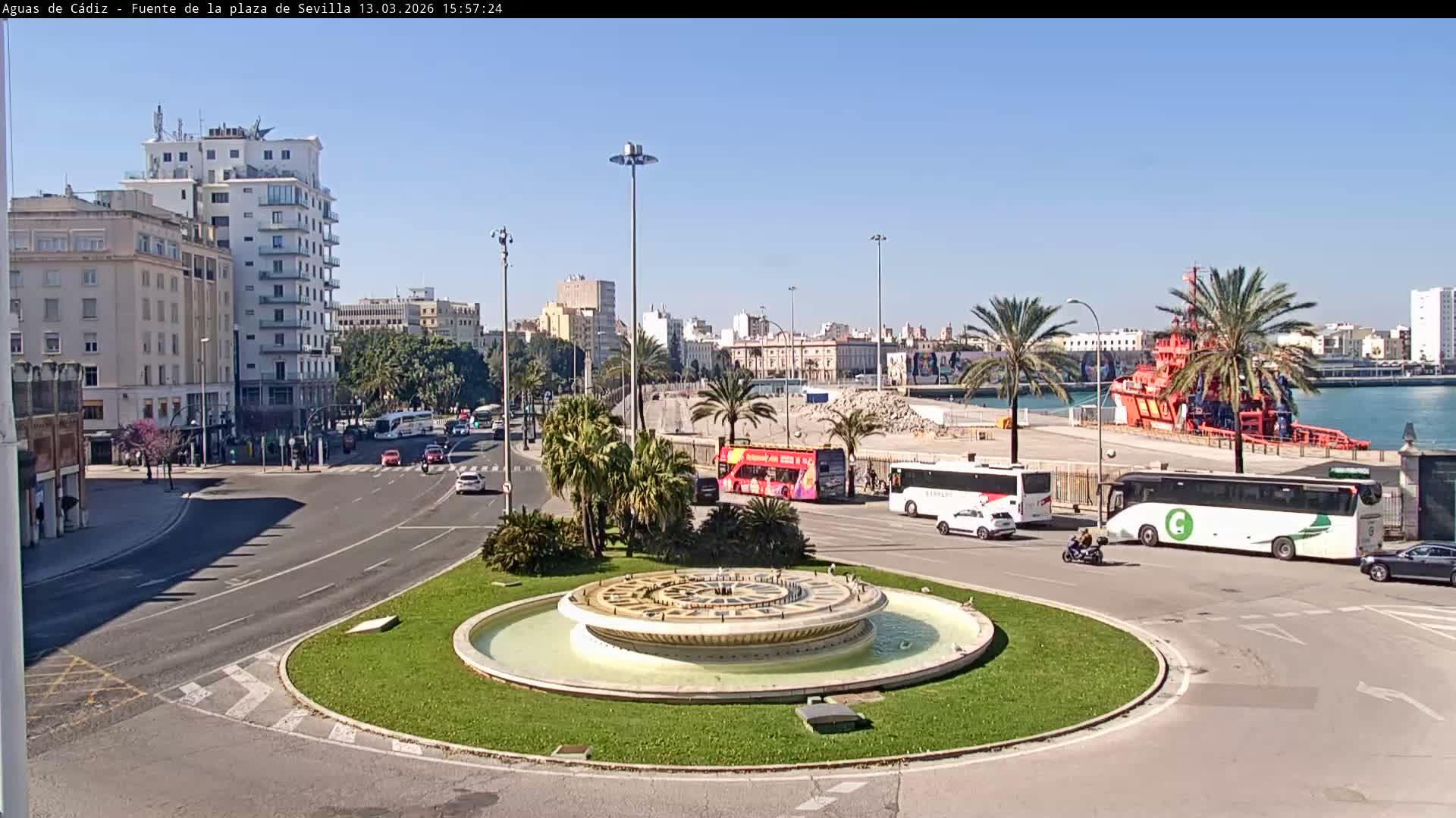 Cadiz, Plaza de Sevilla Fountain  Live Cam -  Cadiz, Andulucia, Spain