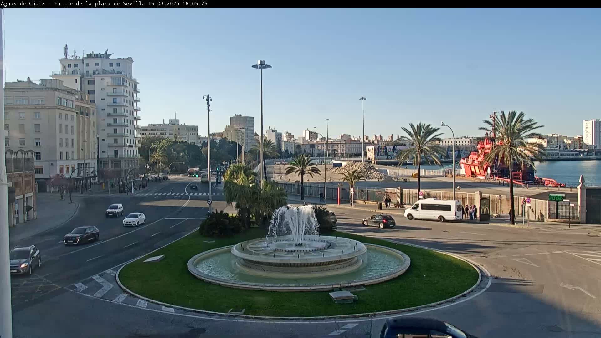 Cadiz, Plaza de Sevilla Fountain  Live Cam -  Cadiz, Andulucia, Spain