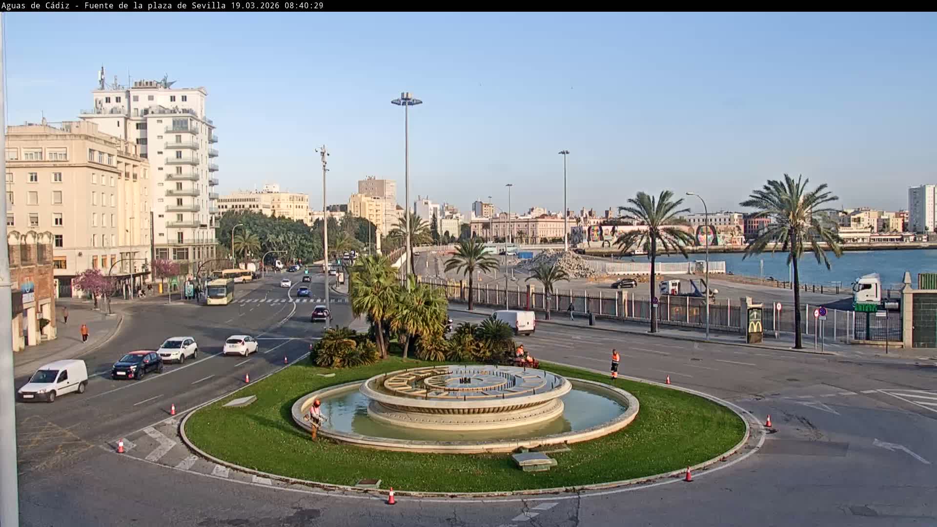 Cadiz, Plaza de Sevilla Fountain  Live Cam -  Cadiz, Andulucia, Spain