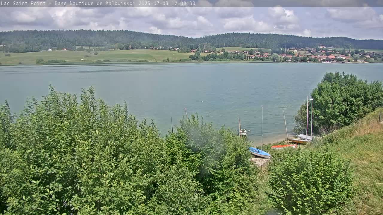 Malbuisson, Lac Saint Point Lake from Base Nautique de Malbuisson Nautical Base Live Cam -  Pontarlier, Doubs, Bourgogne-Franche-Comté, France