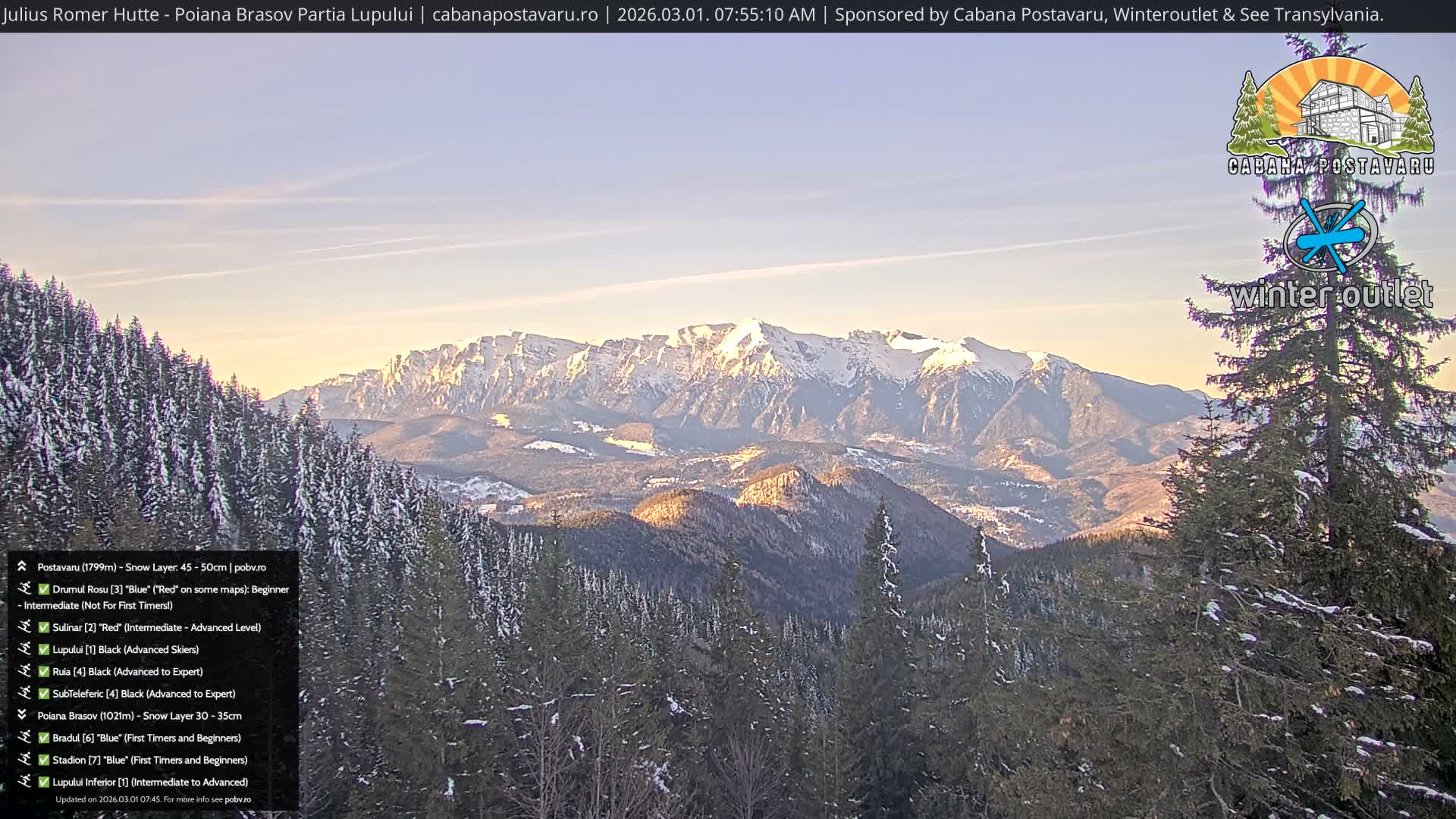 Rasnovei Plain View  from Julius Römer Hütte  Poiana Brasov Live Cam - Poiana Brasov, Braşov, Romania