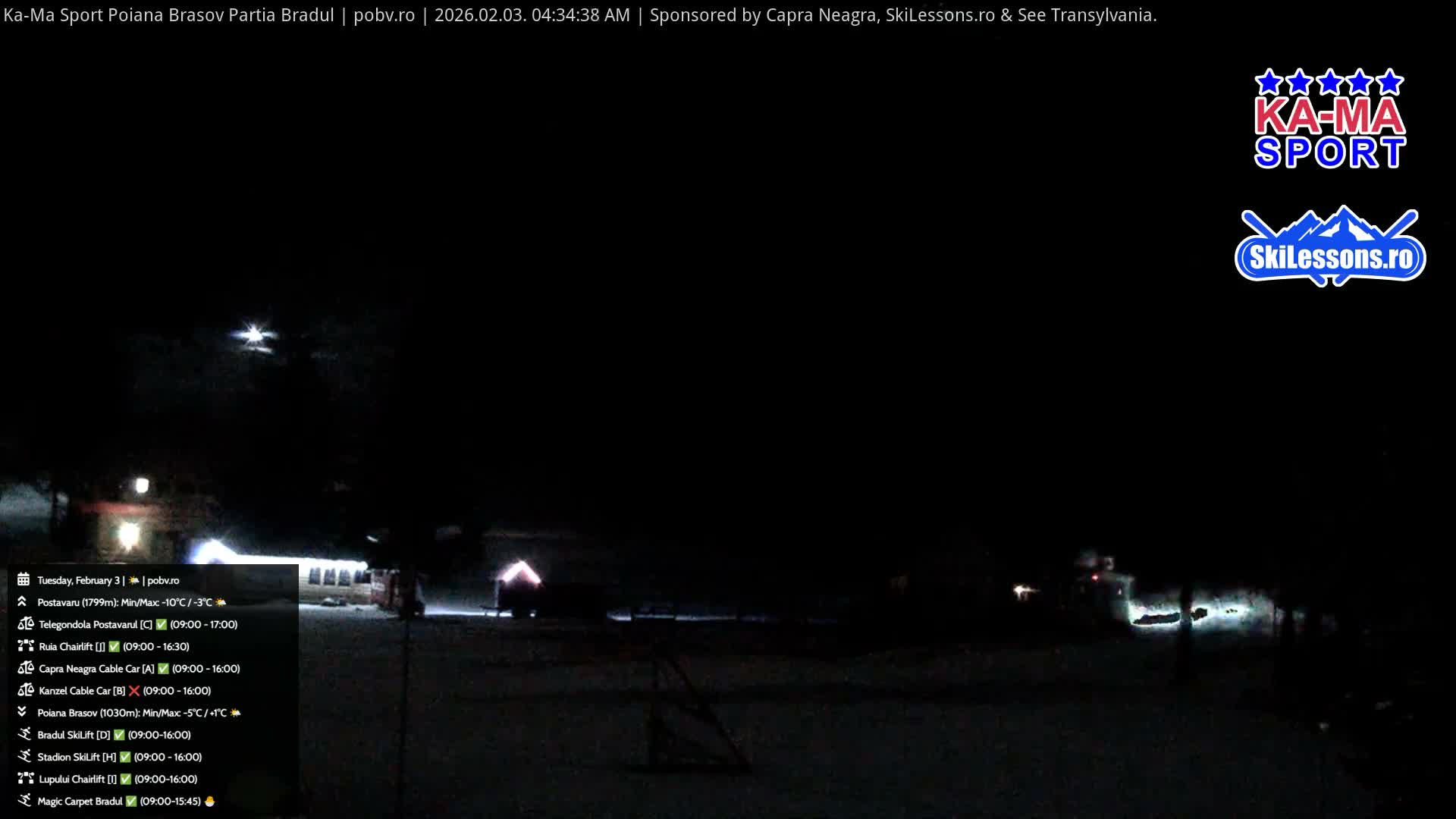 Poiana Brasov Ka-Ma Sport Ski Center Live Cam - Poiana Brasov, Braşov, Romania 