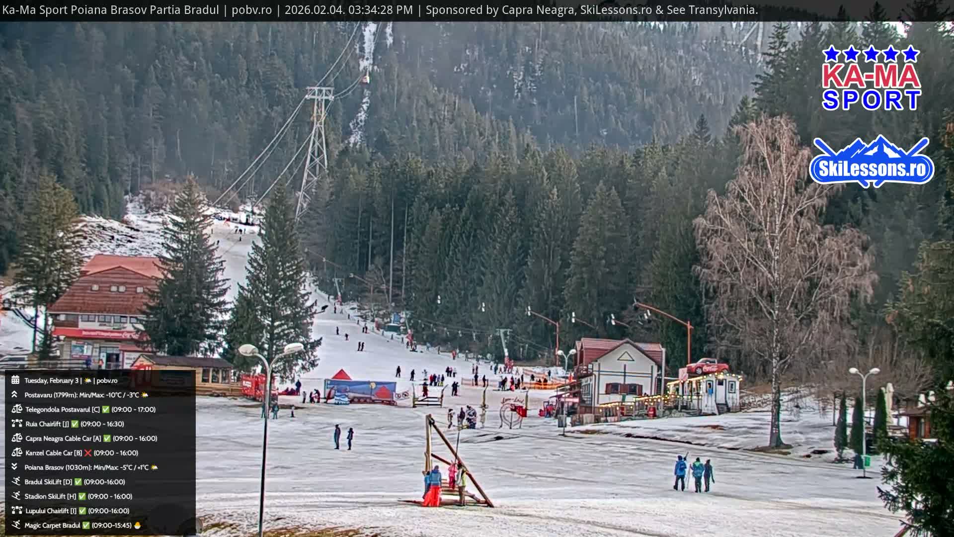 Poiana Brasov Ka-Ma Sport Ski Center Live Cam - Poiana Brasov, Braşov, Romania 