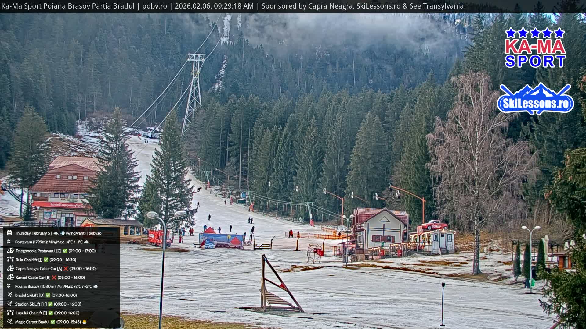 Poiana Brasov Ka-Ma Sport Ski Center Live Cam - Poiana Brasov, Braşov, Romania 