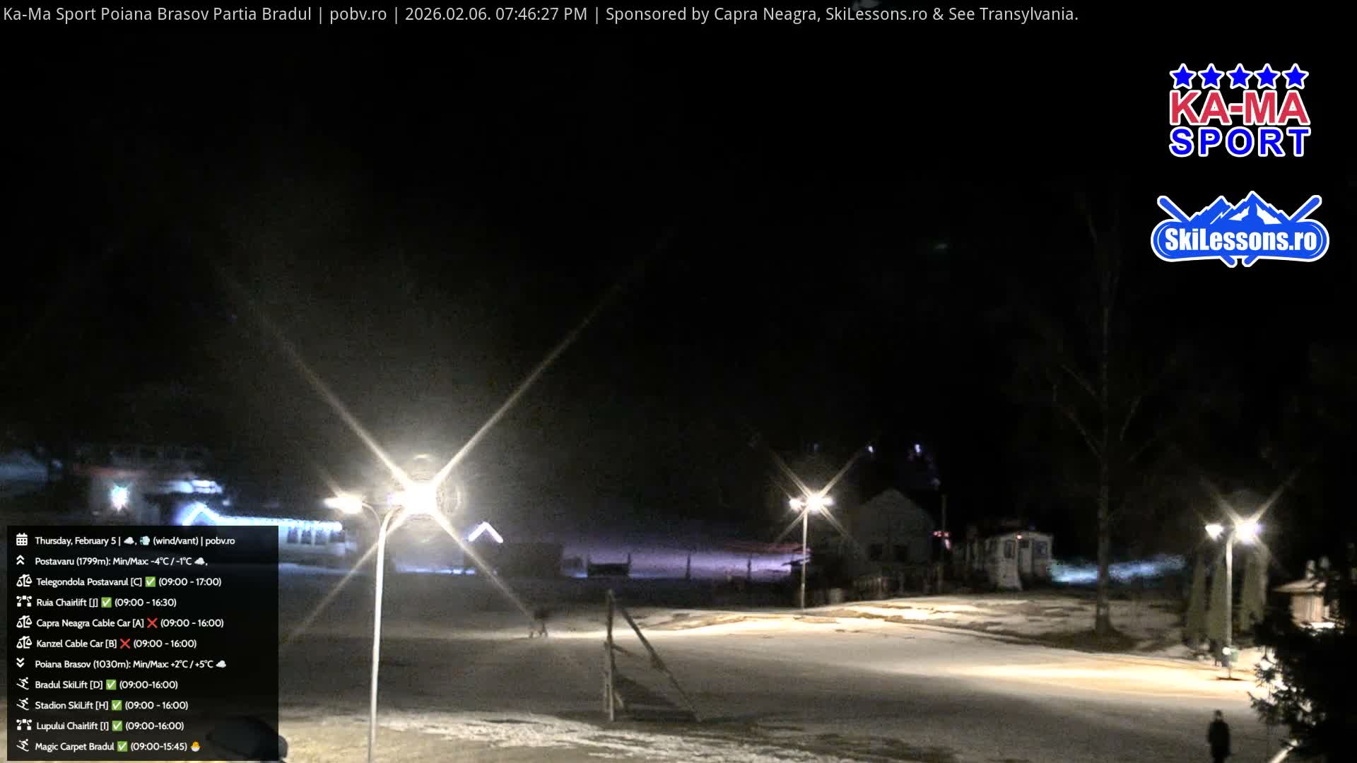 Poiana Brasov Ka-Ma Sport Ski Center Live Cam - Poiana Brasov, Braşov, Romania 
