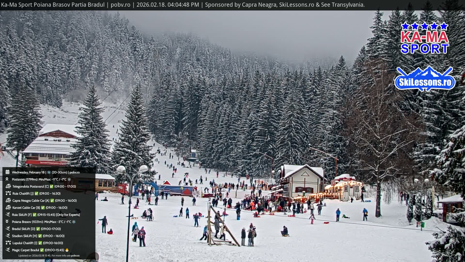 Poiana Brasov Ka-Ma Sport Ski Center Live Cam - Poiana Brasov, Braşov, Romania 