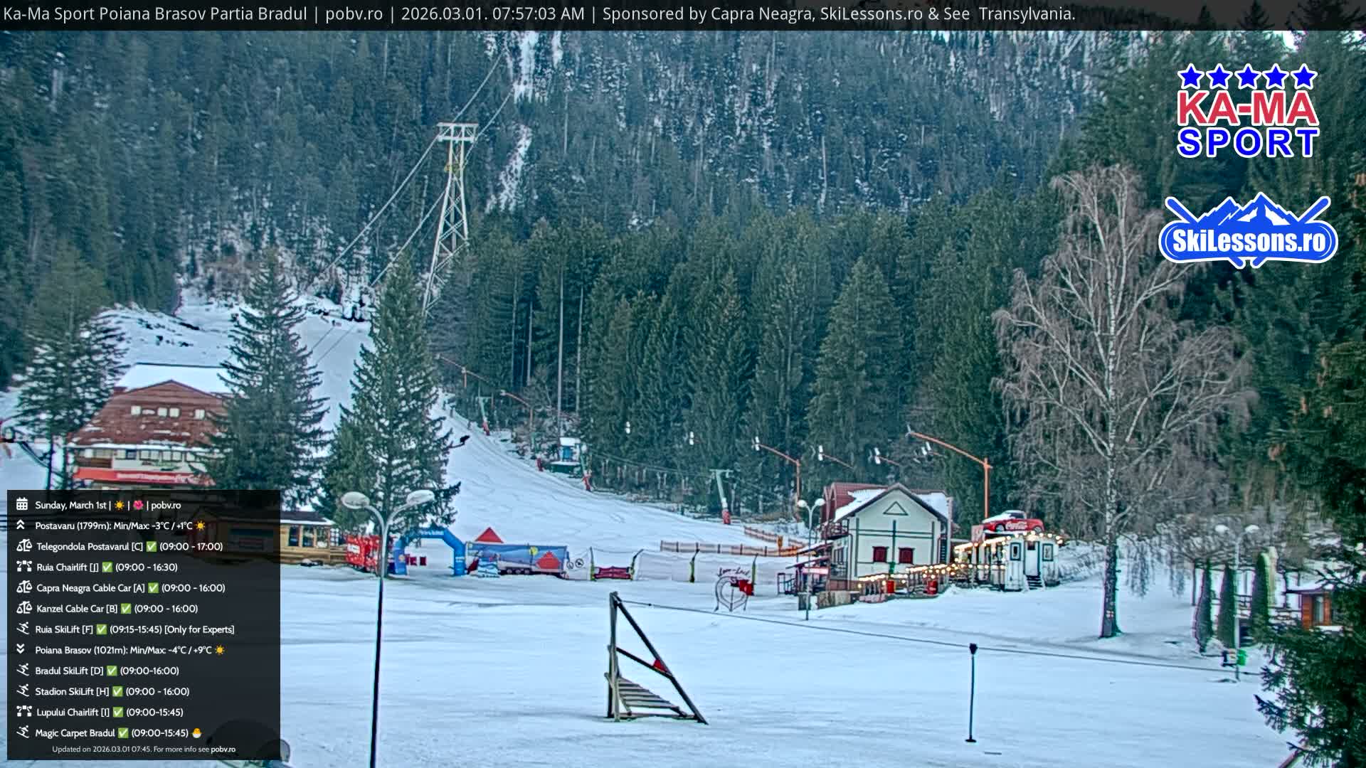 Poiana Brasov Ka-Ma Sport Ski Center Live Cam - Poiana Brasov, Braşov, Romania 