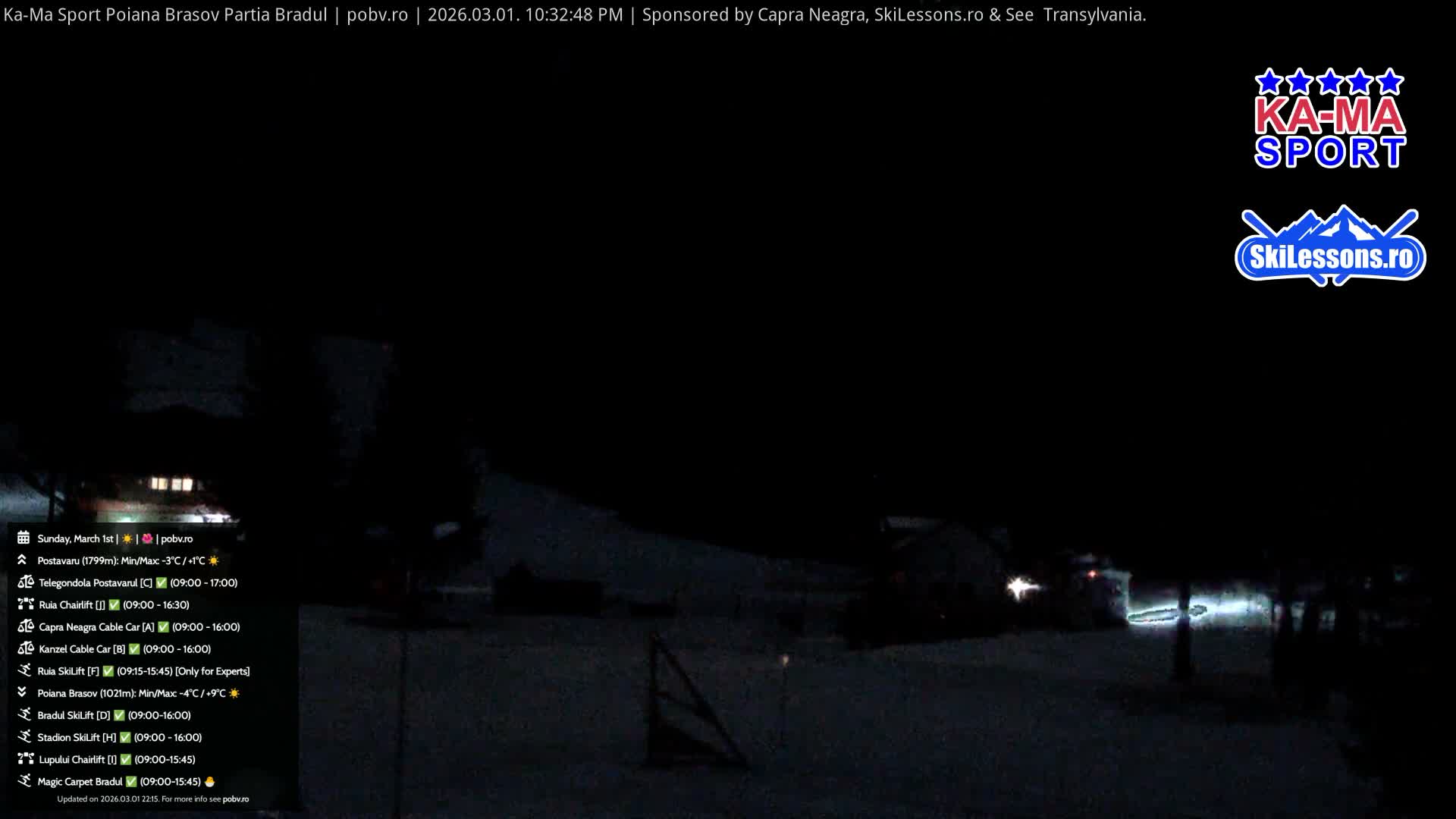 Poiana Brasov Ka-Ma Sport Ski Center Live Cam - Poiana Brasov, Braşov, Romania 