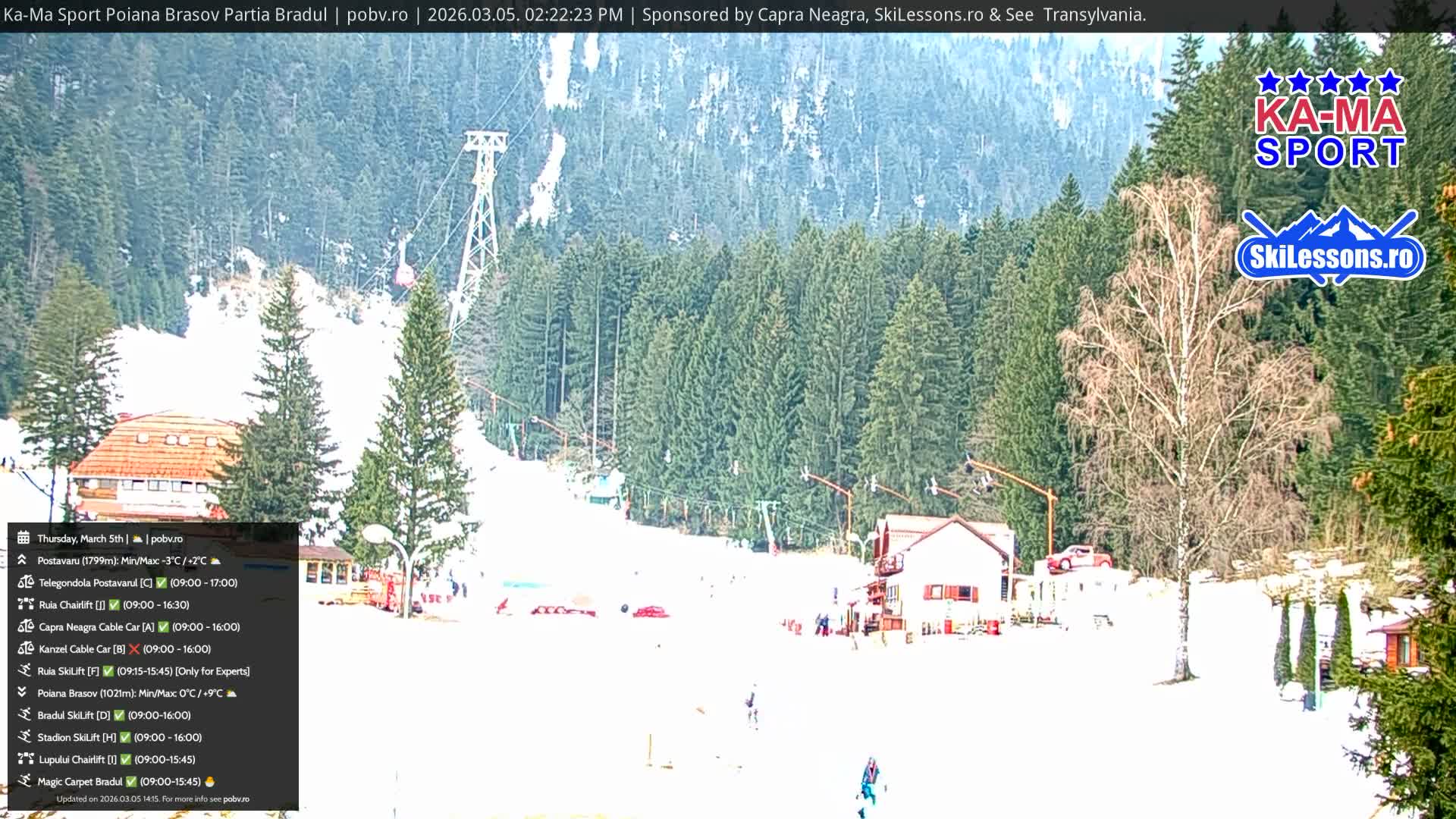 Poiana Brasov Ka-Ma Sport Ski Center Live Cam - Poiana Brasov, Braşov, Romania 