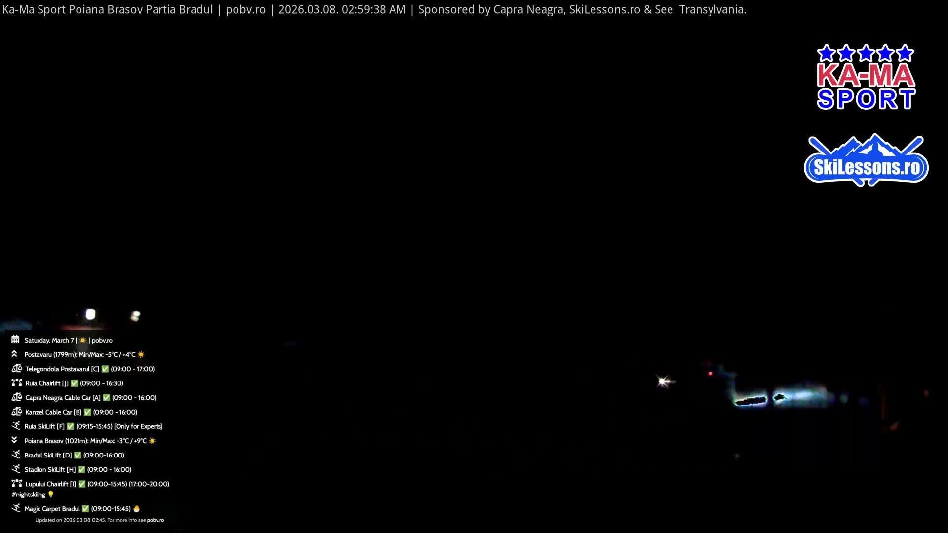 Poiana Brasov Ka-Ma Sport Ski Center Live Cam - Poiana Brasov, Braşov, Romania 